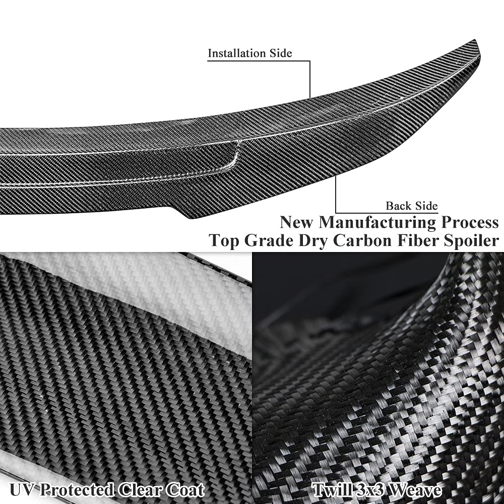 AeroBon Prepreg Dry Carbon Fiber Trunk Spoiler for 2014-2024 Infiniti Q50 & Q50S - H Style Rear Wing | Lightweight Performance Upgrade for Sporty Look & Enhanced Aerodynamics | Perfect for Car Enthusiasts & Racing Enthusiasts