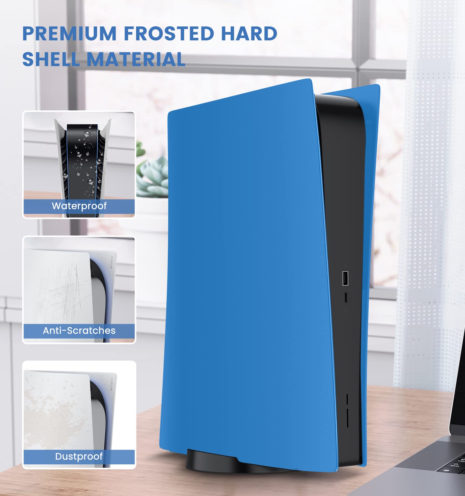 PS5 Digital Edition Faceplate Cover - Starlight Blue Hard Shell Replacement Side Plates, Shockproof ABS Anti-Scratch Protective Case for PS5 Console | Perfect for Gaming Setups & Display Collections