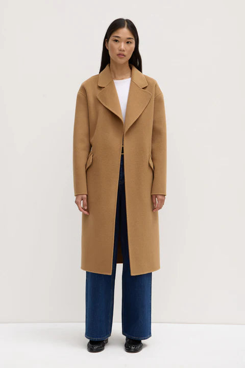 Sadie Camel Single Breasted Wool Coat for Women - Classic Winter Trench Coat with Belt - Perfect for Office, Dating & Formal Occasions