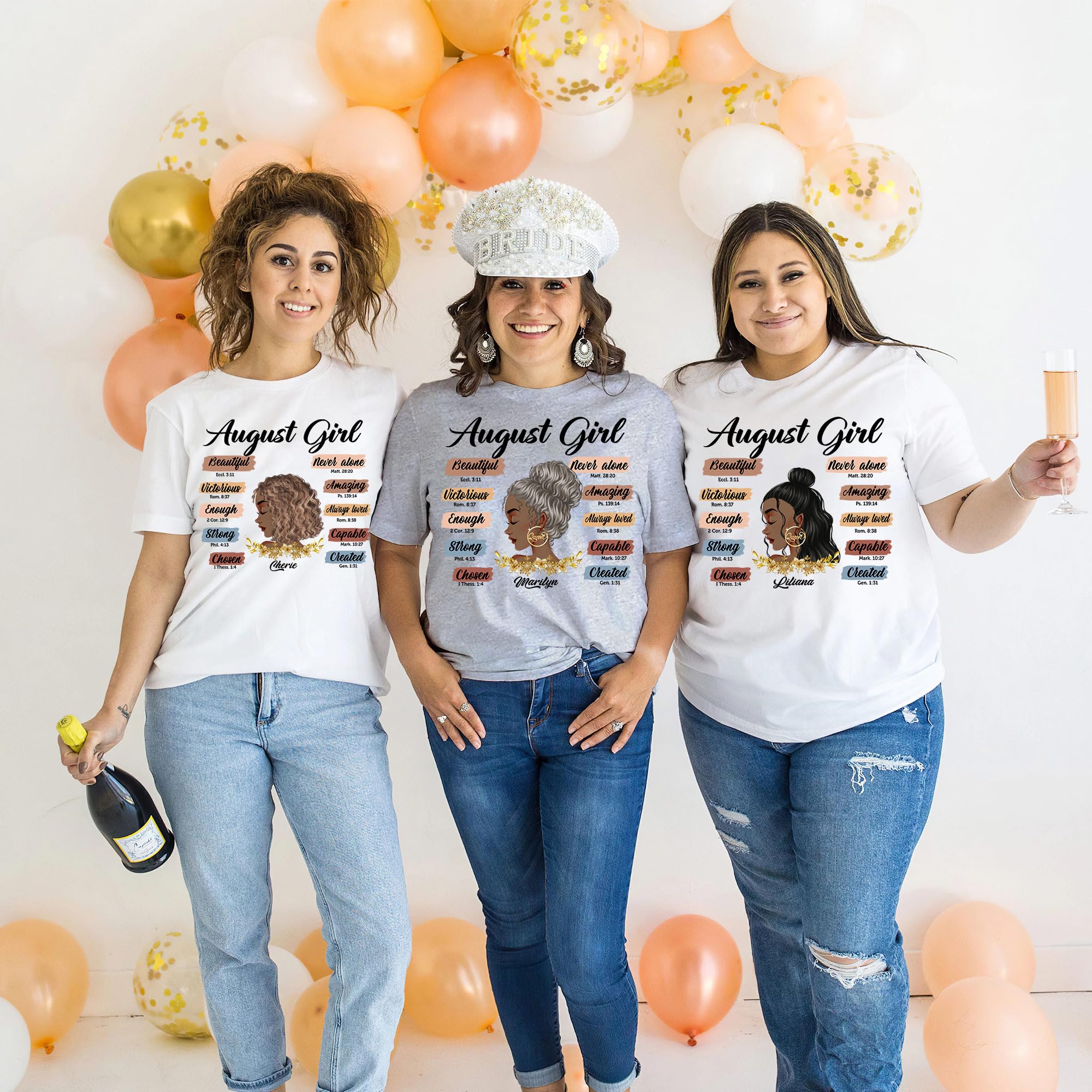 Custom August Birthday Shirts for Women - Personalized with Name & Photo - Queen Born in August Tee - Perfect August Birthday Gift for Parties & Celebrations