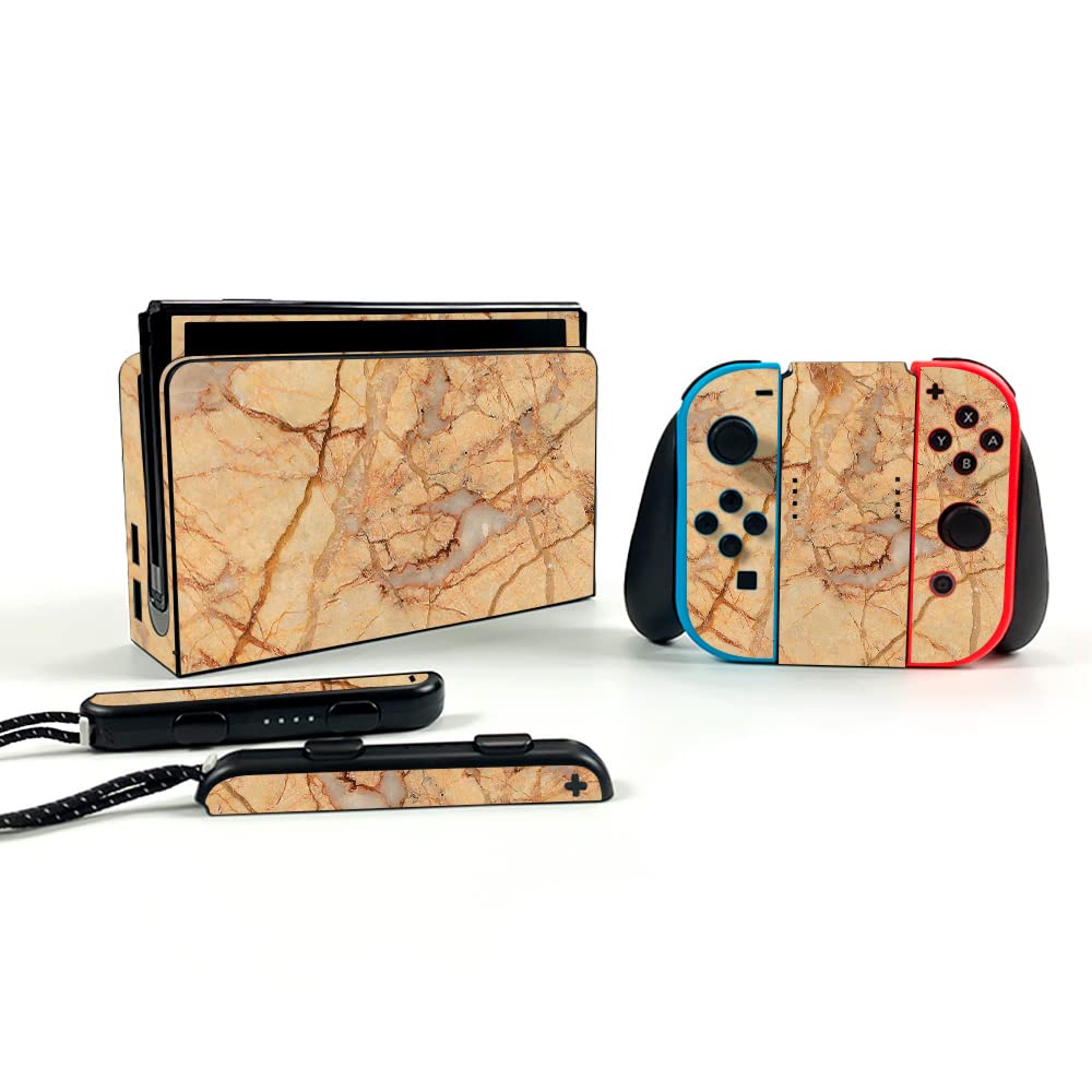 MightySkins Vinyl Decal Wrap Cover for Nintendo Switch OLED - Amber Marble Design | Protective & Durable Skin | Easy to Apply & Remove | Made in USA | Perfect for Gaming, Travel & Personalization