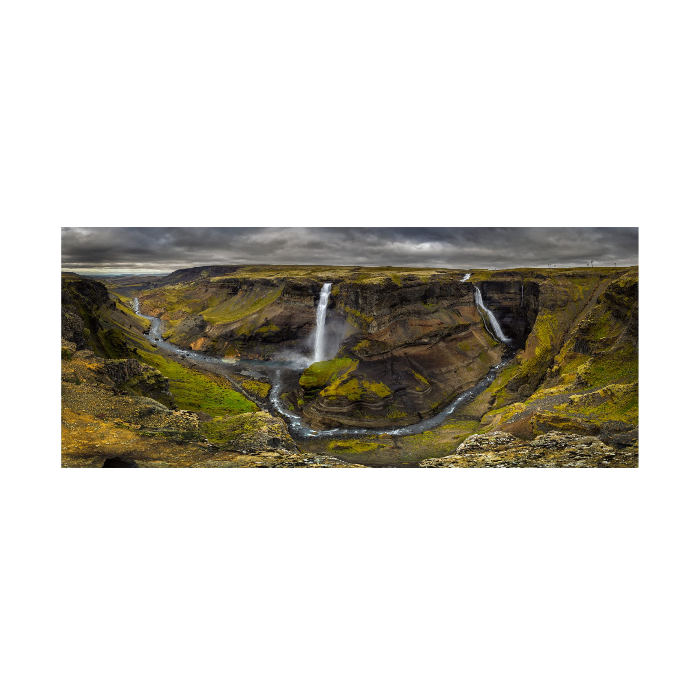 Trademark Fine Art 'Land Of Waterfalls' Canvas Wall Art by Alvaro Perez - Stunning Waterfall Landscape Painting for Living Room, Bedroom & Office Decor