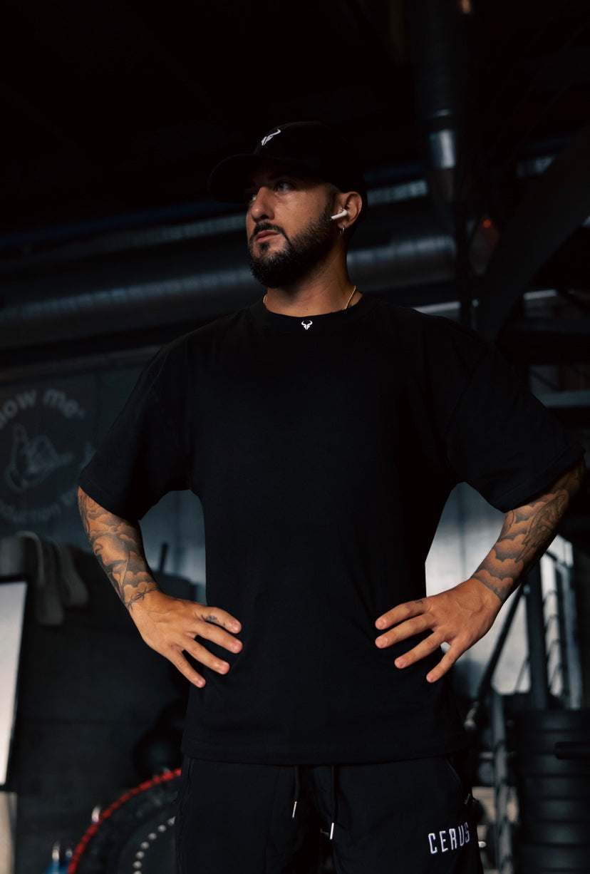 Cerus Black Logo T-Shirt for Men - Comfortable Cotton Casual Tee - Perfect for Everyday Wear, Gym, and Outings
