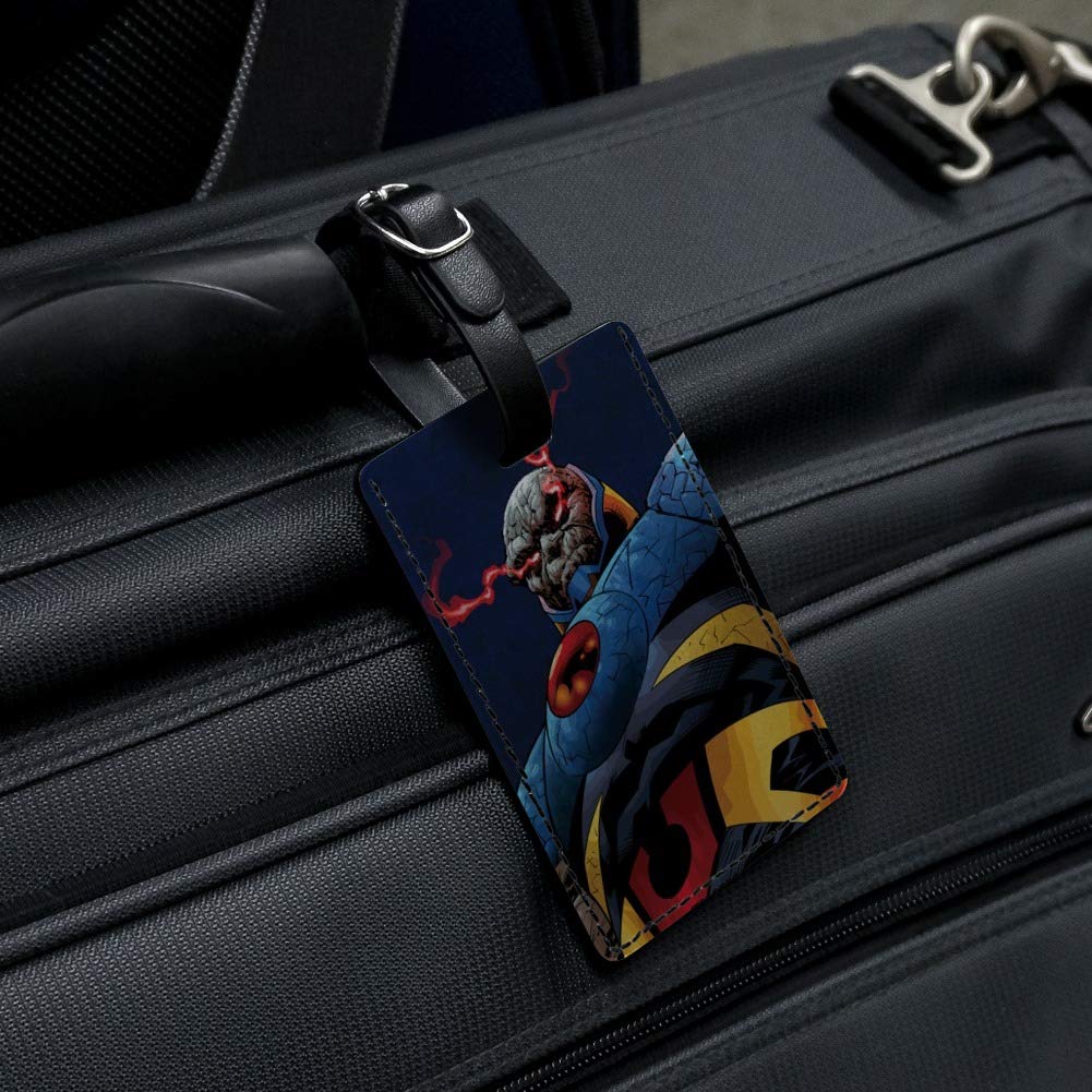 Superman Darkseid Character Rectangle Leather Luggage Tag - Durable Carry-On ID Tag for Suitcases, Backpacks & Travel Bags - Perfect for Business Trips, Vacations & Cosplay Events