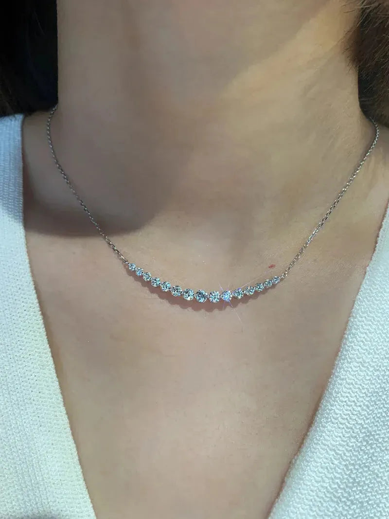 18K White Gold Necklace with 1.35ct Real Natural Diamonds - Elegant Smile Pendant for Women | Perfect for Parties, Office Wear & Special Occasions