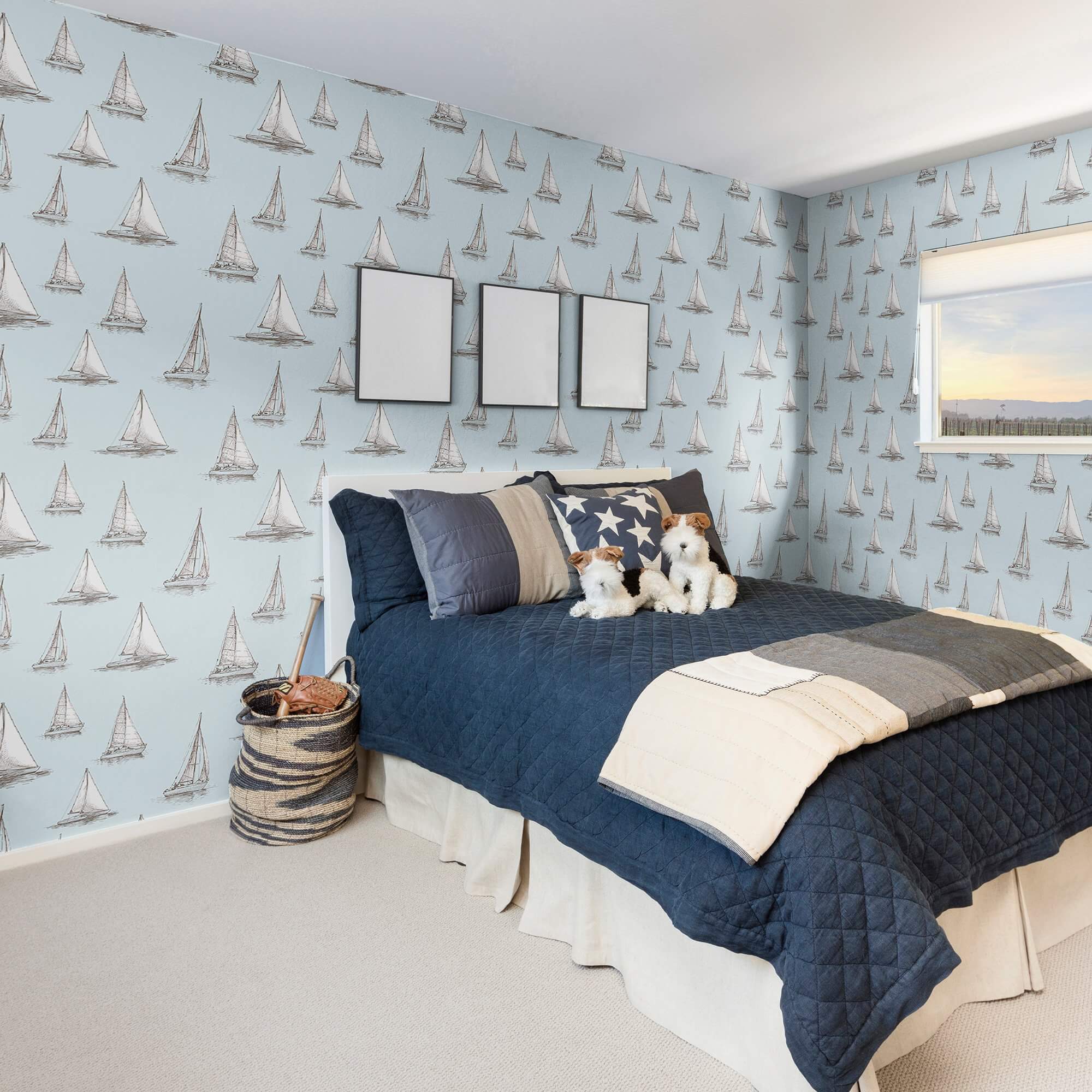 Nautical Peel and Stick Removable Wallpaper - White & Grey Self-Adhesive Wallpaper for Easy DIY Home Decor - Perfect for Bedrooms, Bathrooms, and Accent Walls