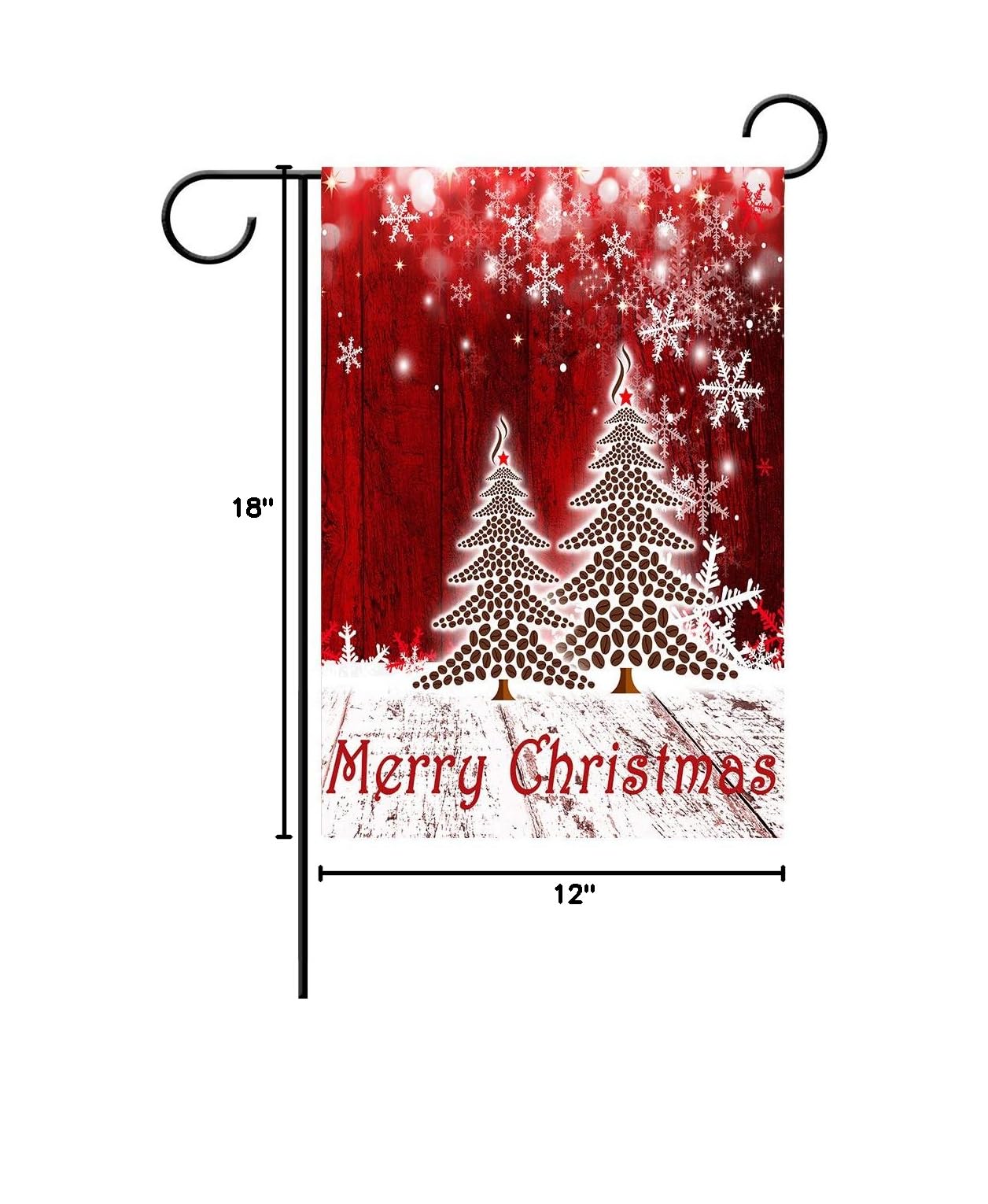 Double Sided Christmas Tree Red Garden Flag 12x18 Inch - Winter Snowflake Holiday Yard Decoration for Xmas, New Year | Rustic Outdoor Home Decor for Porch, Lawn & Seasonal Celebrations