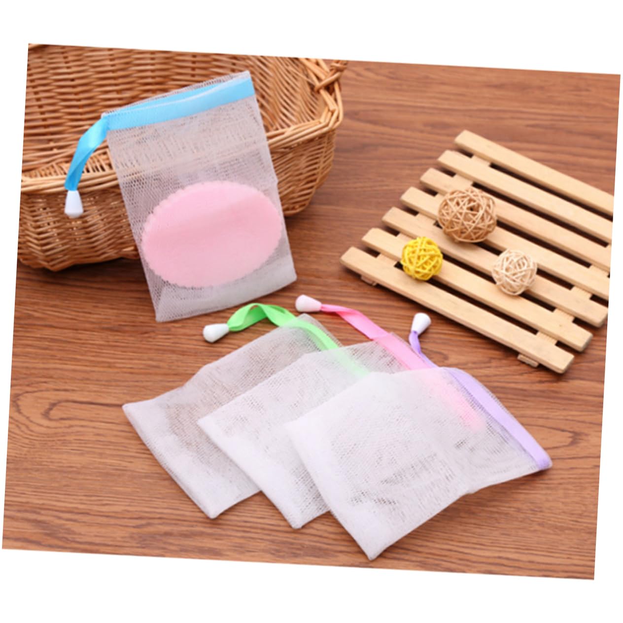10PCS Exfoliating Mesh Soap Saver Pouches - Bubble Net for Handmade Soap (Random Colors) - Gentle Body & Facial Scrubber for Deep Cleansing - Perfect for Shower, Bath & Spa Exfoliation