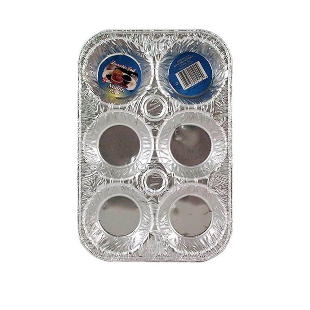 Disposable 6-Cup Aluminum Foil Muffin Pan - 100 Pack Non-Stick Cupcake Baking Containers for Parties, Events & Home Baking | Perfect for Muffins, Cupcakes & Mini Desserts