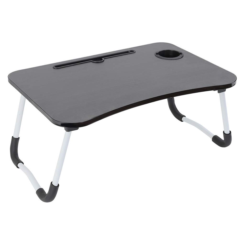 Portable Folding Laptop Desk with Cup Holder - Adjustable Bed Tray for Eating, Working & Watching Movies - Notebook Stand for Sofa, Couch & Bed - Perfect for Home Office, Breakfast in Bed & Movie Nights (Black)