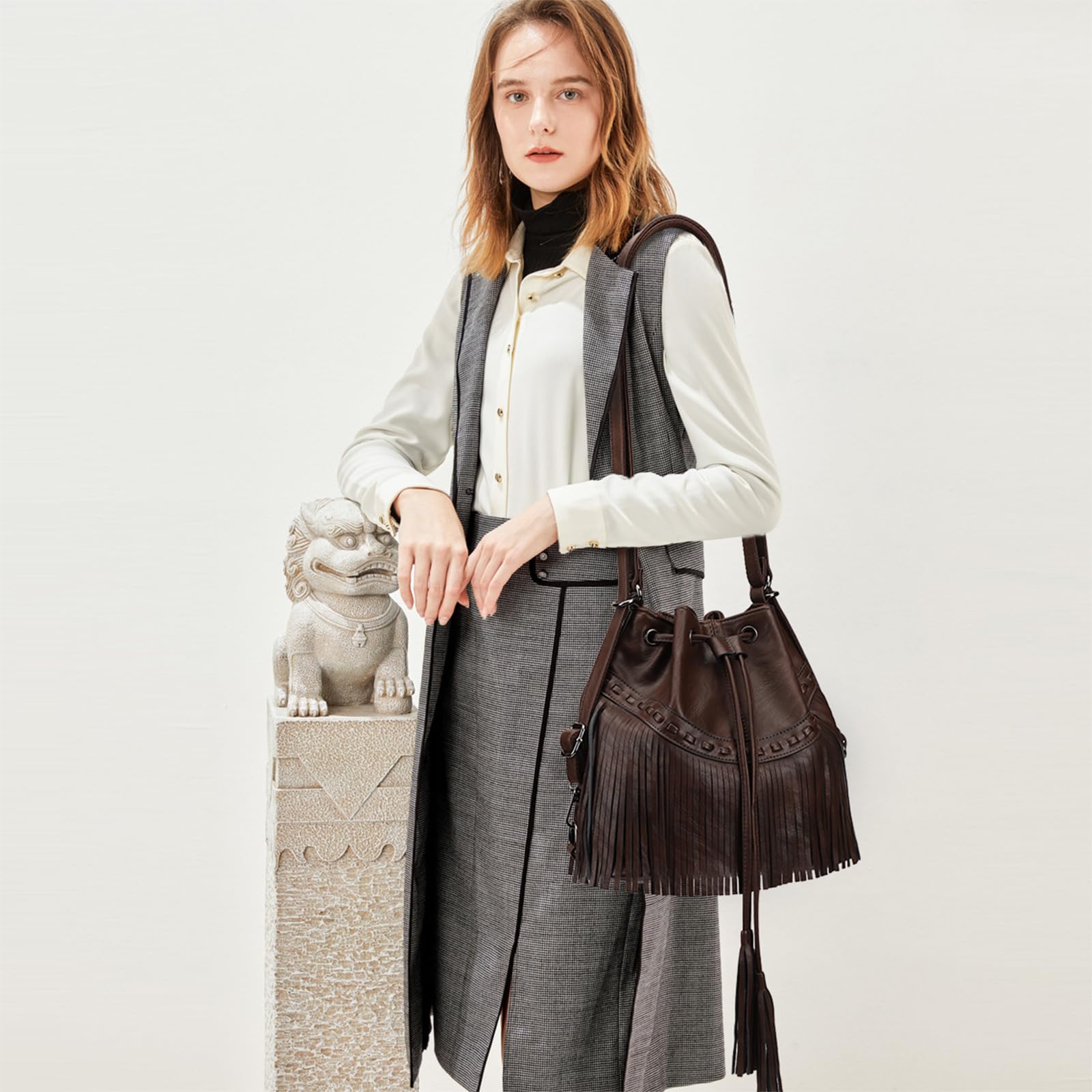 KL928 Stylish Coffee Backpack Purse for Women - Fashionable & Functional Crossbody Bag for Travel, Work & Daily Use