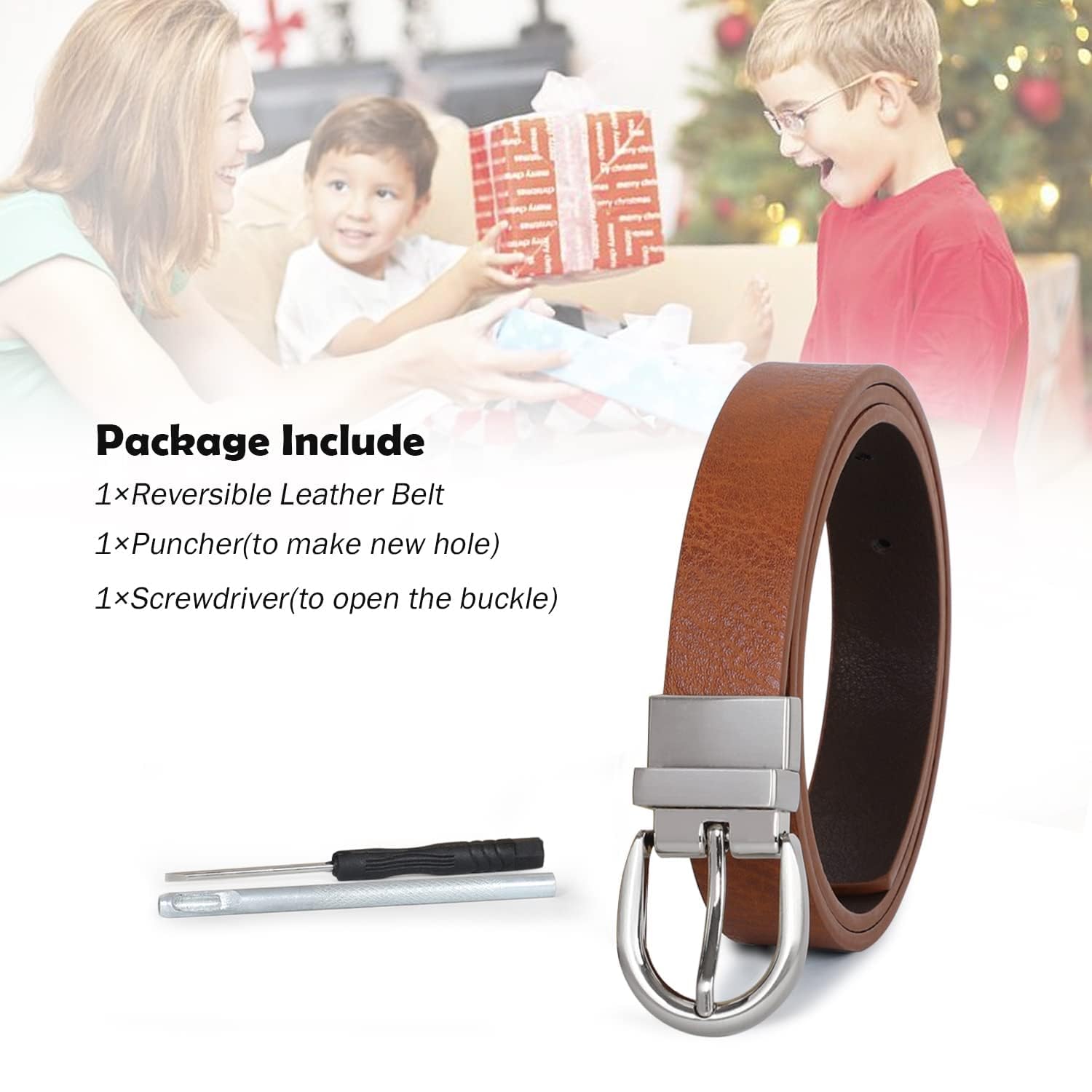SUOSDEY Reversible Kids Belt for Boys & Girls - Adjustable Leather Belt for School Uniform, Jeans & Casual Wear - Back to School Fashion Accessory - Perfect for Daily Use, School Outfits & Playtime