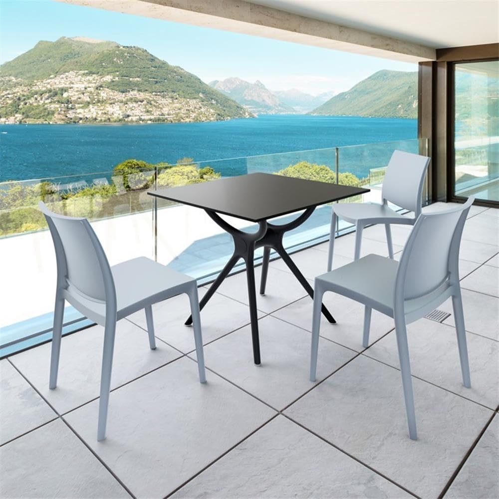 **Maya Patio Dining Chairs (Set of 2) - Silver Outdoor Furniture for Backyard, Garden, and Poolside Relaxation**