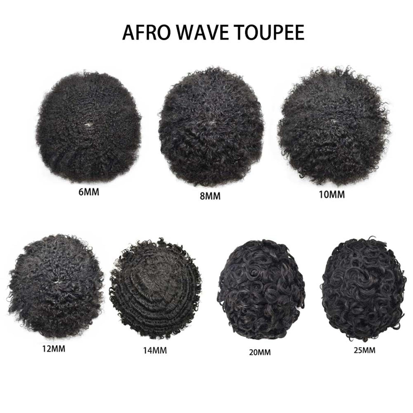 Men's Afro Toupee Hair Replacement System for Black Men - 1B# Natural Black 8mm Afro Wavy Hairpiece | African American Hair Weave Units for Men | Perfect for Daily Wear, Special Occasions & Hair Loss Solutions
