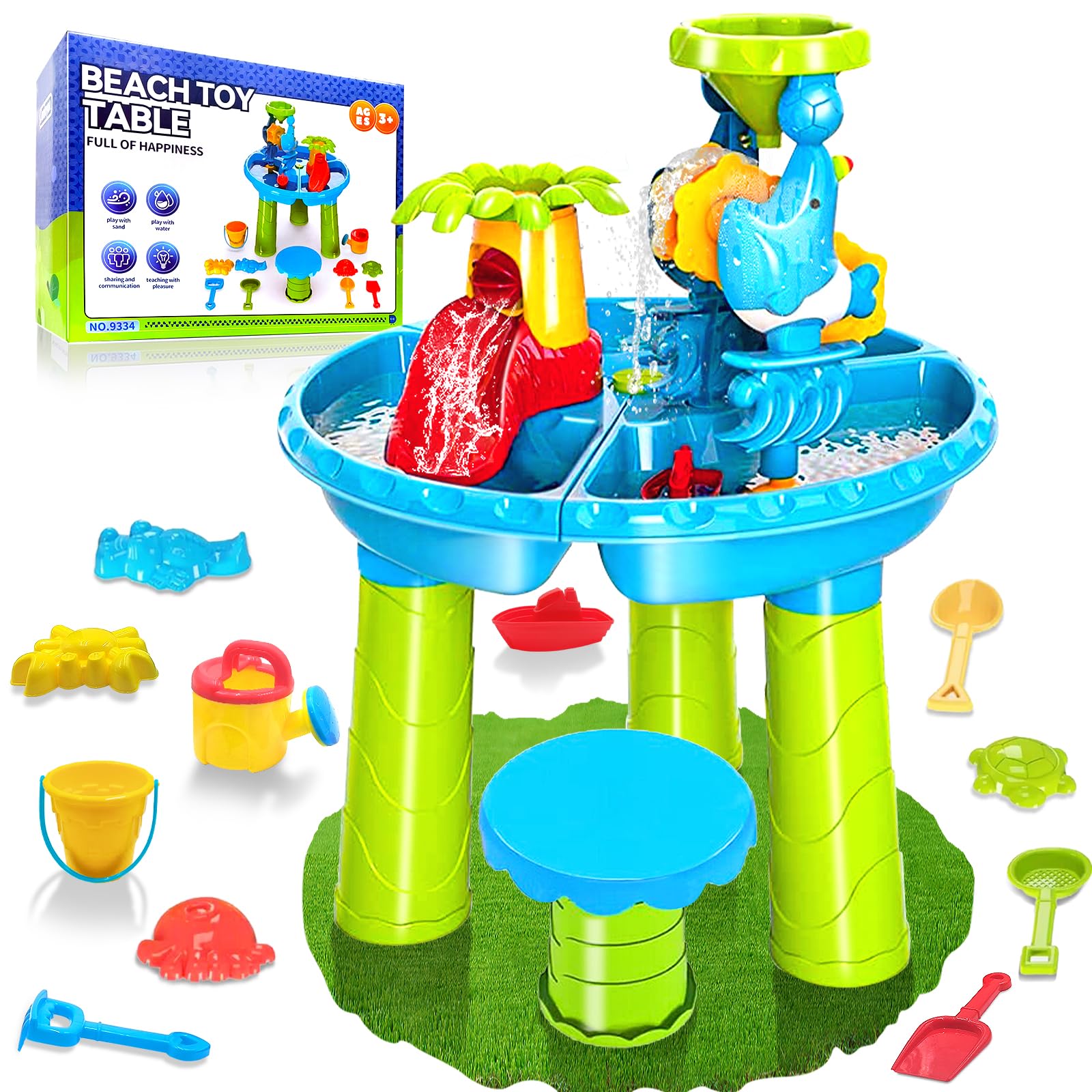 VINTOP Water Table & Sand Play Table for Toddlers 1-8 Years Old - Outdoor Sensory Activity Table with Beach Toys for Kids - Summer Backyard Water Play Set for Boys & Girls - Perfect for Beach Days, Backyard Fun, and Sensory Development Playtime