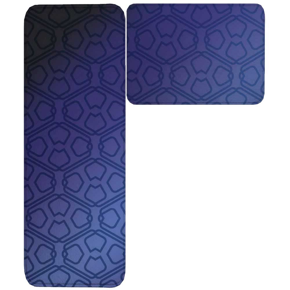 Premium Navy Blue Moroccan Trellis Kitchen Mat Set of 2 - Cushioned Anti-Fatigue, Non-Slip Waterproof Floor Rugs for Kitchen, Office & Sink Area - Perfect for Cooking, Dishwashing & Standing Comfort