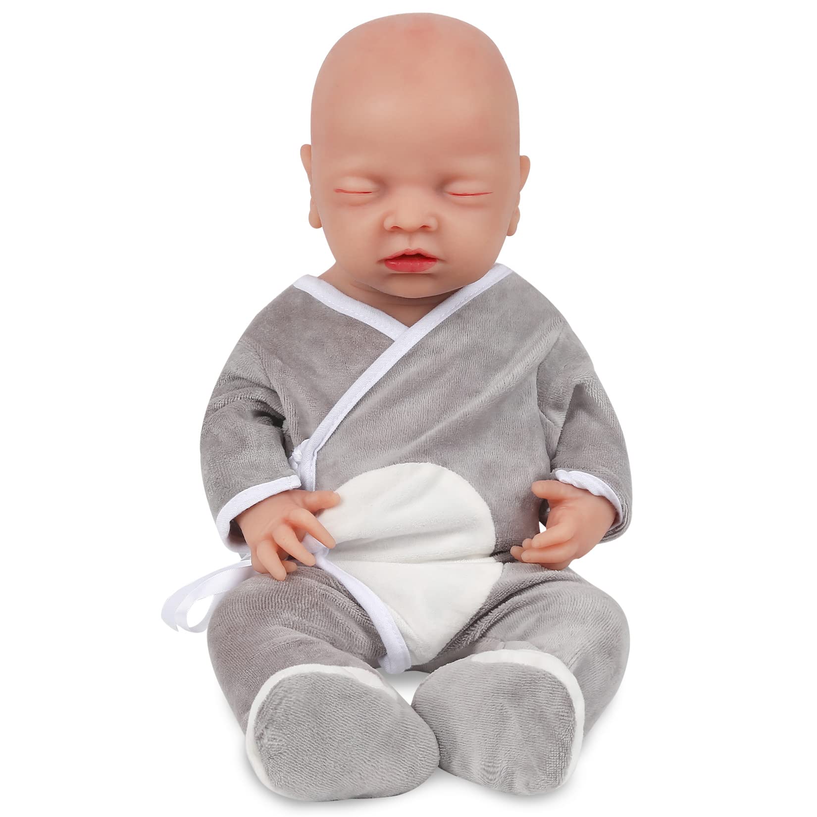 Vollence 18 Inch Realistic Lifelike Sleeping Baby Doll - Full Silicone Newborn Boy with Closed Eyes | Ultra Real Baby Doll for Collectors, Photography Props, Therapy & Gift Giving