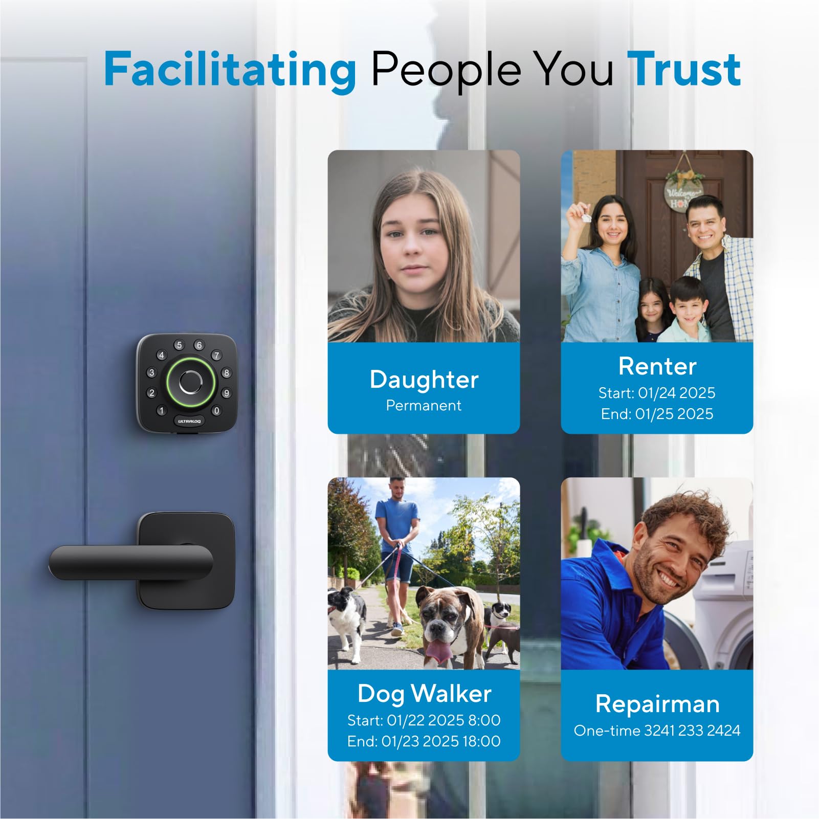 Ultraloq U-Bolt Pro WiFi Smart Lock with Fingerprint & Keypad - 8-in-1 Keyless Entry Deadbolt with Auto Unlock, Door Sensor, IP65 Waterproof, Remote App Control - Perfect for Home Security, Vacation Rentals & Smart Home Integration