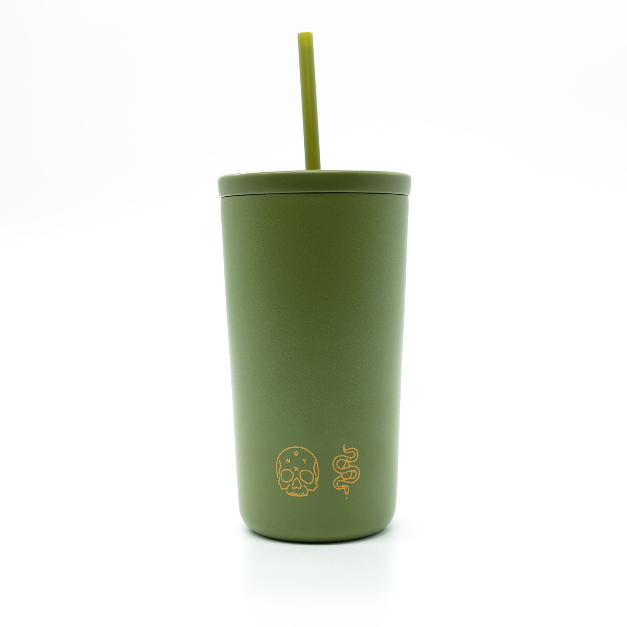 16oz Insulated Box Logo Cold Cups with Reusable Straw - Perfect for Iced Coffee, Smoothies, and Summer Drinks at Home or Office