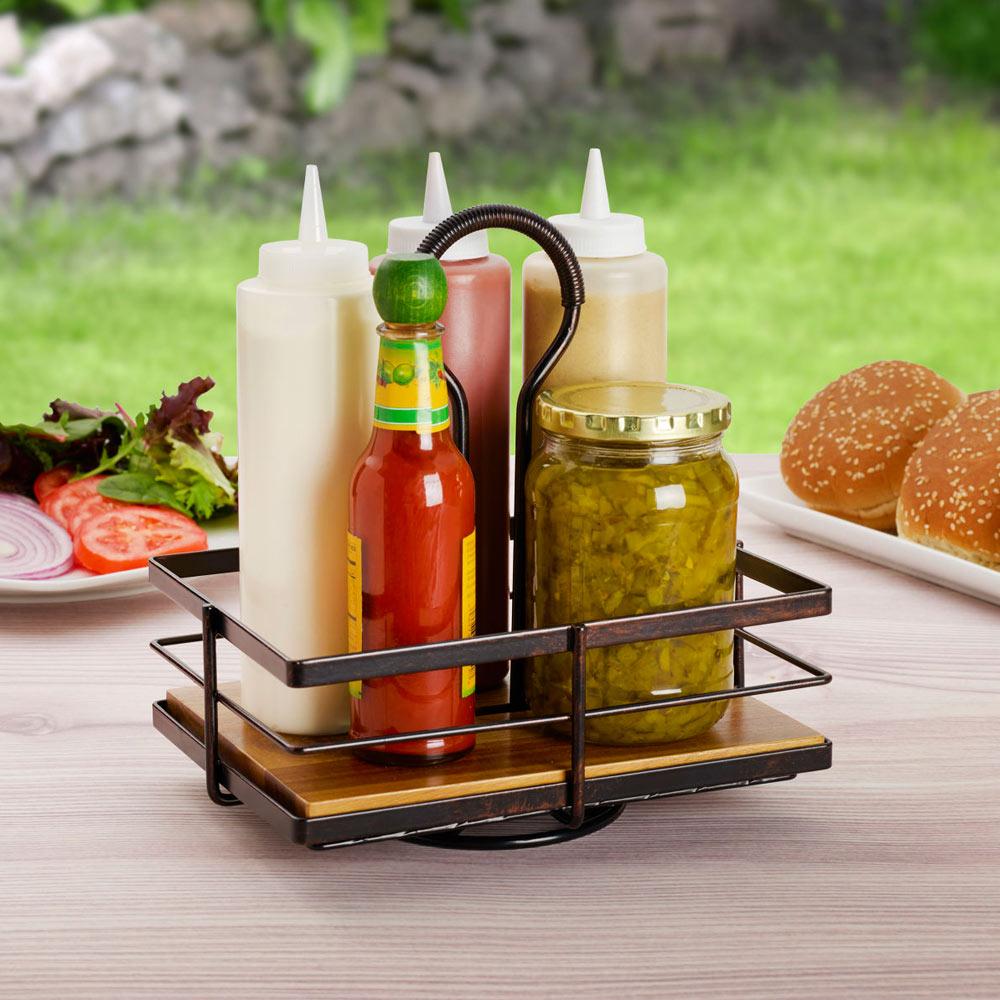 Nova Rotating Condiment Caddy - 360° Spinning Spice Organizer for Kitchen Countertop | Perfect for Salt, Pepper, Oil & Vinegar Storage | Space-Saving Condiment Holder for Dining Table & Pantry Organization