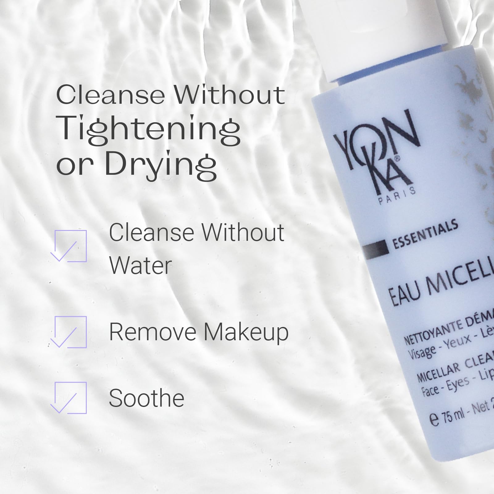 Yon-Ka Eau Micellaire Travel Size (75ml) Micellar Water & Gentle Makeup Remover - Rose & Chamomile Infused Face Cleanser for Hydration & Impurity Removal | Paraben-Free | Perfect for Travel, Daily Cleansing & Sensitive Skin Care