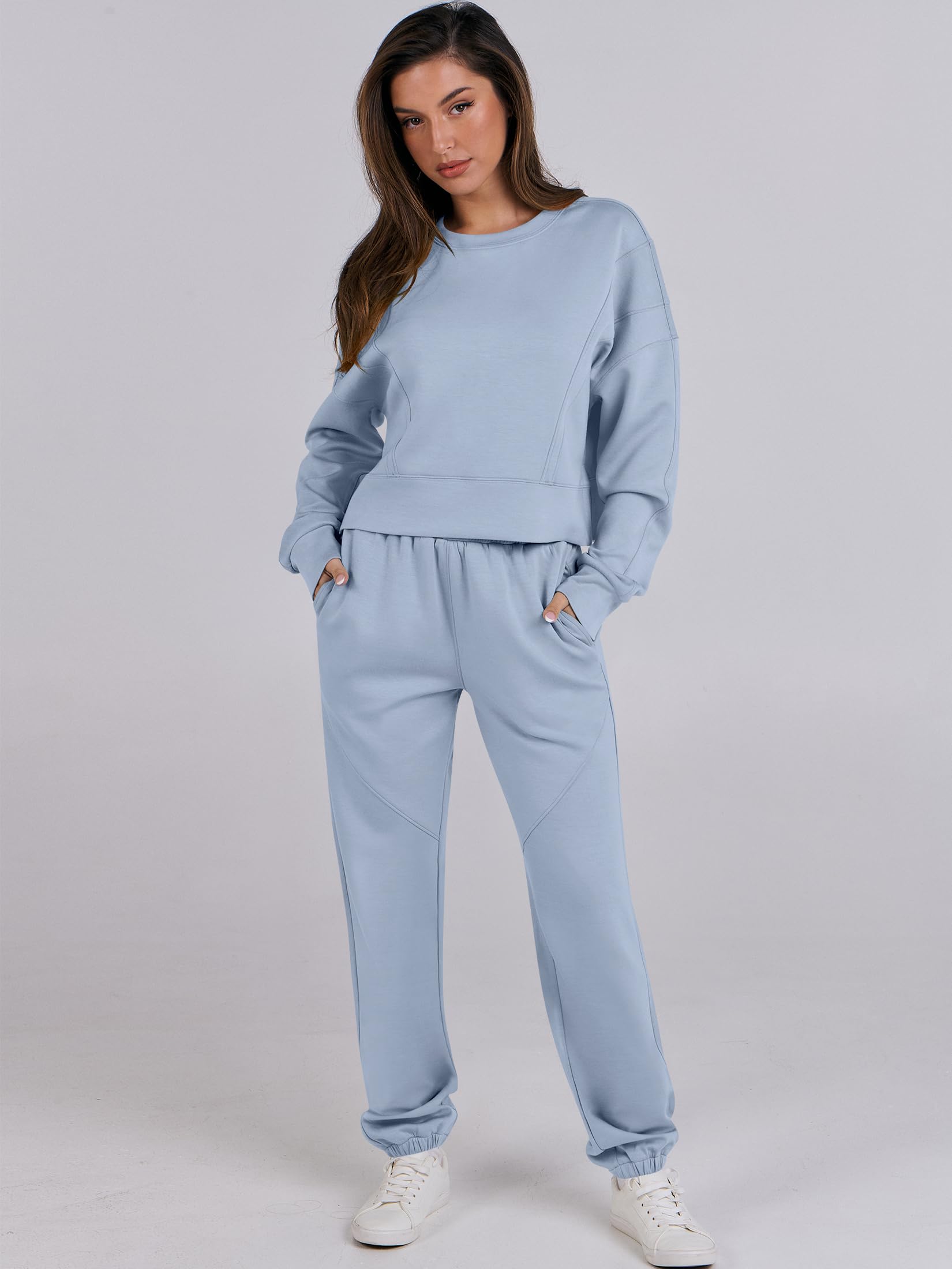 ANRABESS Women's Two Piece Sweatsuit Set - Cropped Sweatshirt & Joggers Sweatpants, Casual Lounge Wear, Fall Tracksuit Outfit 2024 | Perfect for Gym, Yoga, Running, and Everyday Comfort