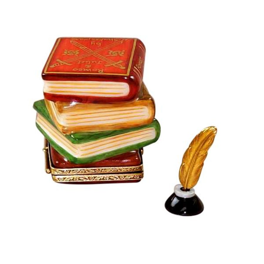 Shakespeare Stack of Books Limoges Box - Hand-Painted Collectible Trinket Box for Jewelry & Keepsakes - Perfect for Literary Lovers, Book Club Gifts & Home Decor