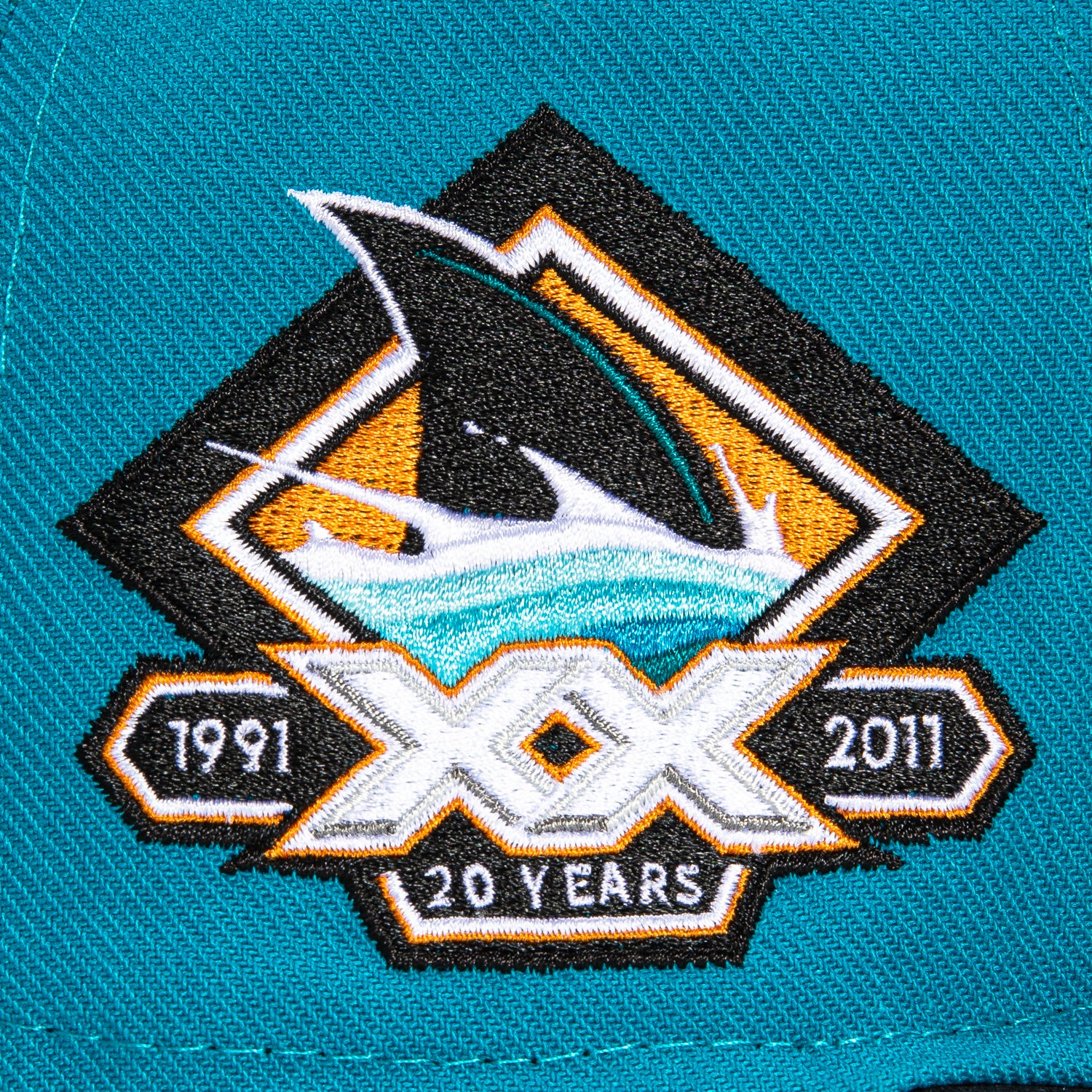Mitchell & Ness San Jose Sharks 20th Anniversary Embroidered Patch Snapback Hat - Teal & Black Hockey Fan Gear for Men & Women - Perfect for Games, Tailgating & Collectors