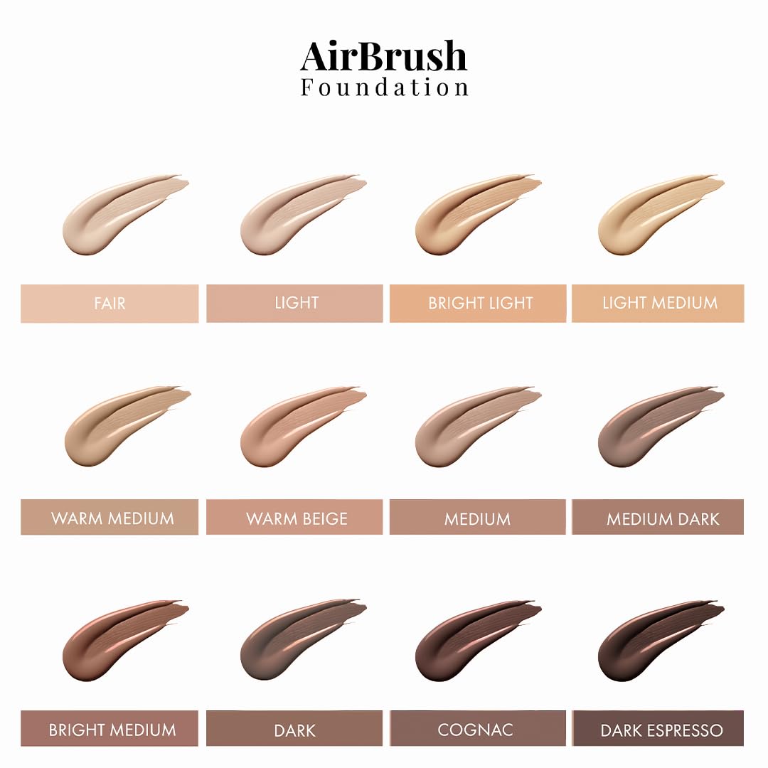 Jerome Alexander MagicMinerals AirBrush Foundation 3-Piece Set with Primer, Kabuki Brush & Anti-Aging Spray Makeup - Warm Beige for Smooth Radiant Skin | Perfect for Professional Makeup Application, Bridal Looks & Flawless Everyday Coverage