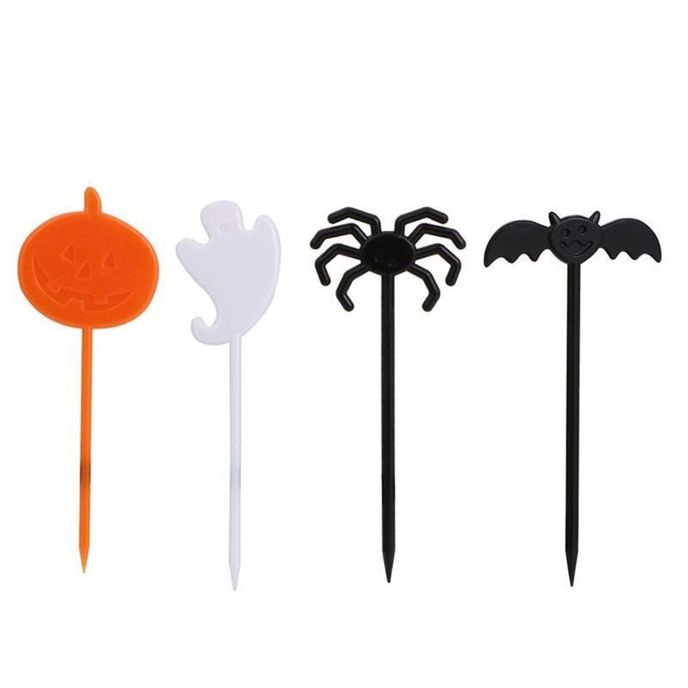 40PCS Halloween Cake Toppers - Plastic Fruit Picks Cupcake Decorations for Kids Party Supplies, Lawn & Home Decor | Spooky Halloween Party, Trick or Treat, Pumpkin Patch Decor