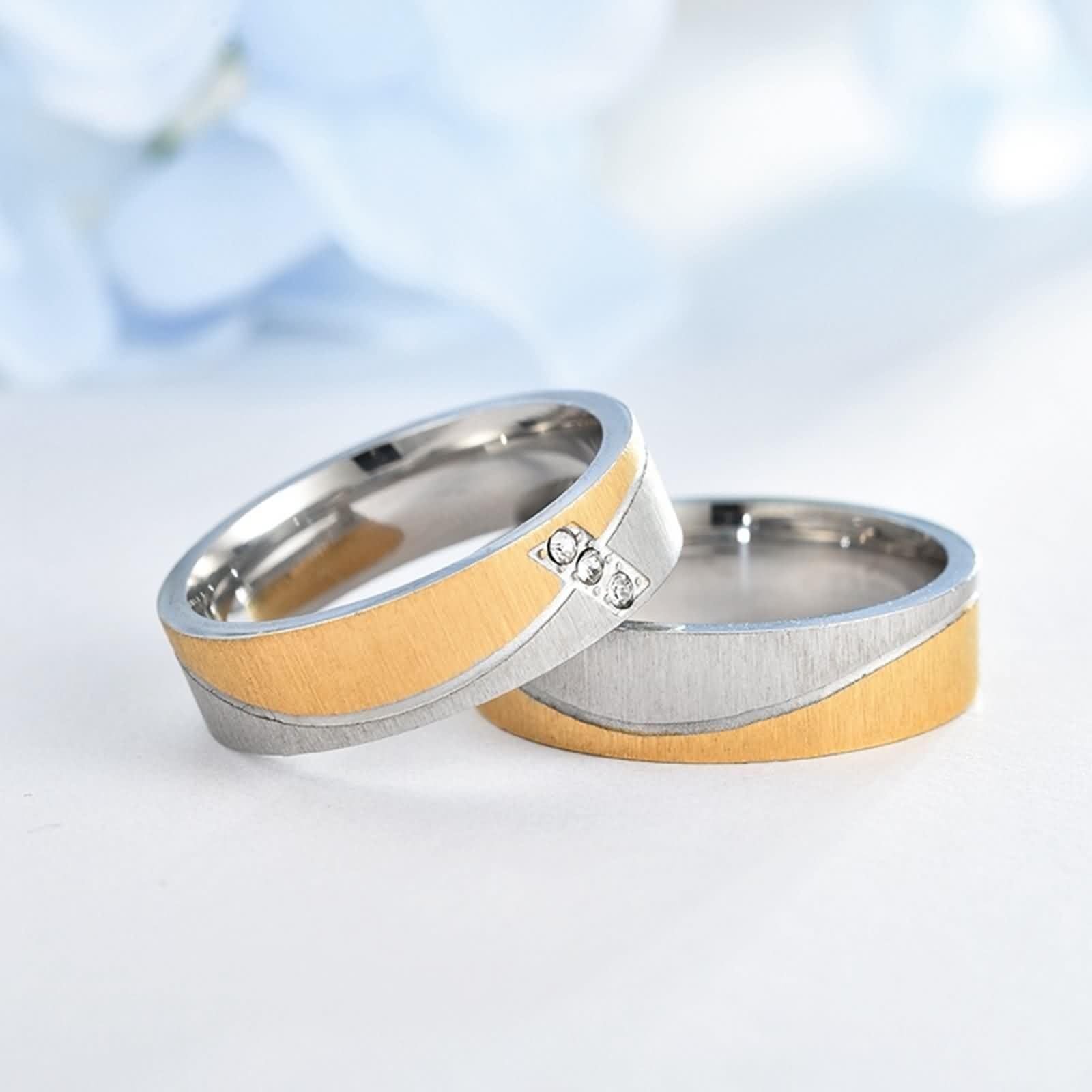 ANAZOZ Custom Stainless Steel Rings for Women - 6MM Round Cubic Zirconia Wedding Band in Gold/Silver | Elegant Promise, Engagement & Anniversary Jewelry Gift