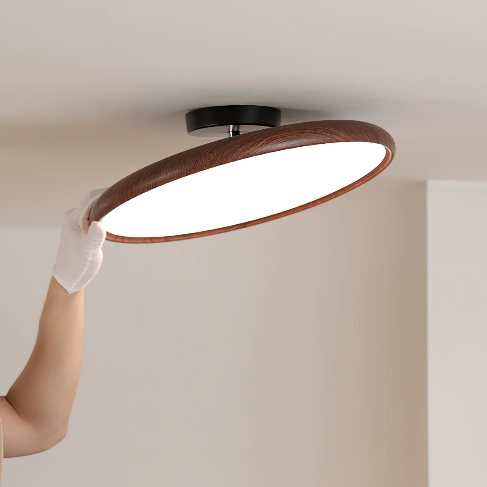 Lola Wood Grain Adjustable Ceiling Lamp - Modern Dimmable Hanging Light Fixture for Living Room, Bedroom & Dining Room