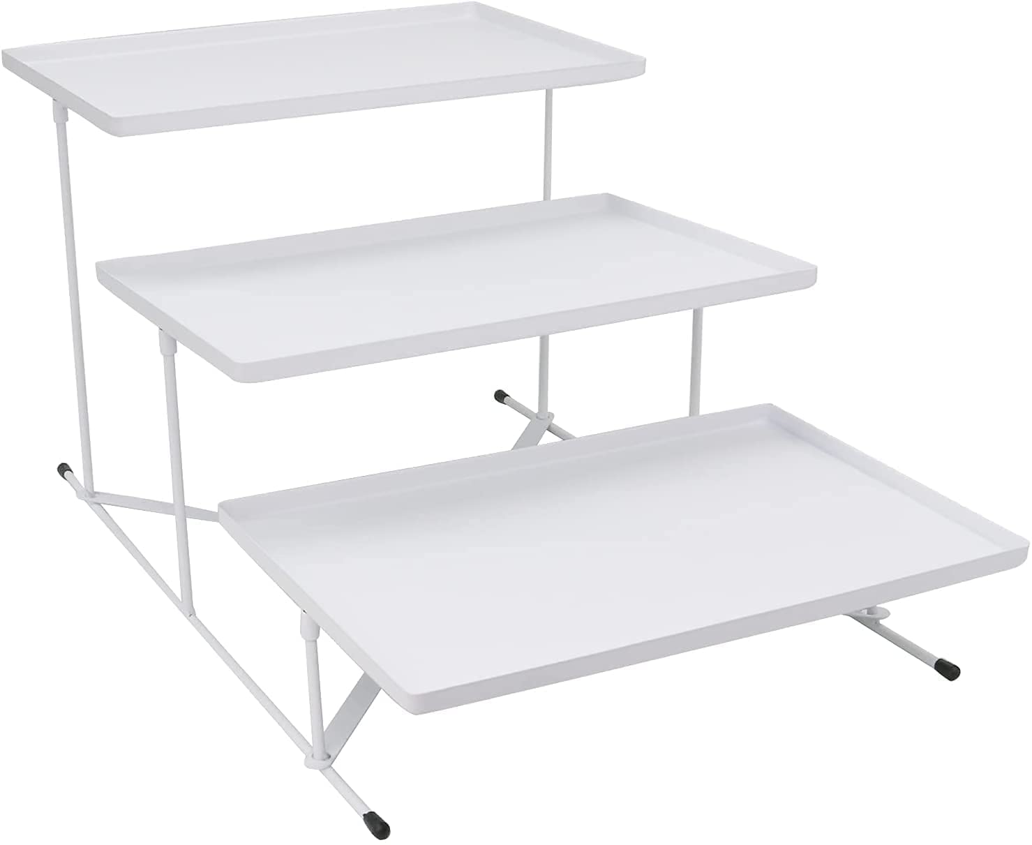 3-Tier Black Metal Rectangular Serving Plate Rack for Snacks, Desserts, Cupcakes - Indian Decor Food Display Stand for Parties, Tea Time, and Home Kitchen Organization