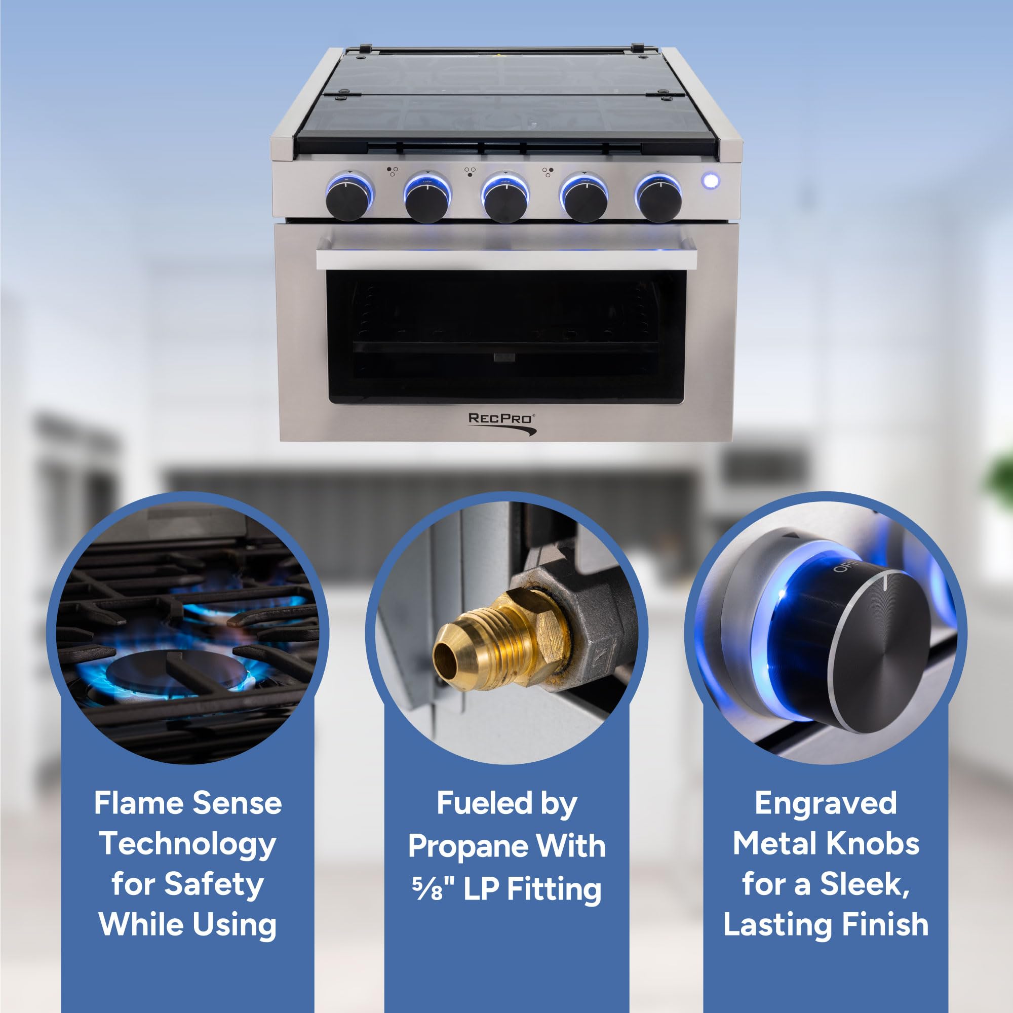 RecPro RV Stove Black Finish - 17