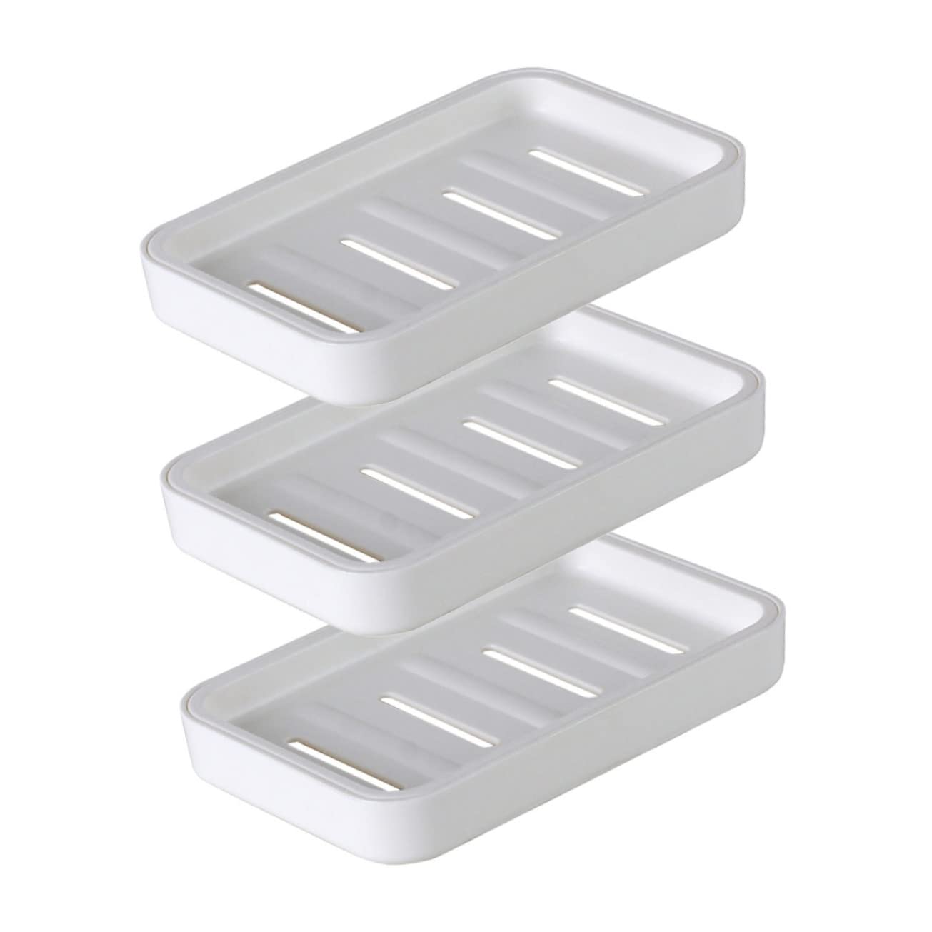 TOPBATHY 3-Piece Kitchen & Bathroom Soap Holder Set - Dual-Layer Hollow Soap Drainer with Lid for Liquid Soap, Wall Mount Organizer - Perfect for Shower, Sink, and Countertop Storage