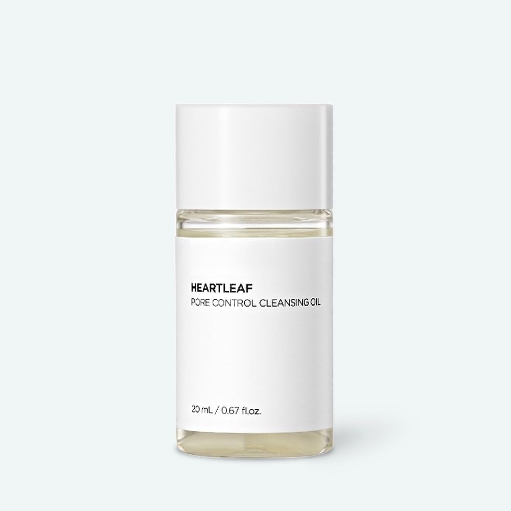 Heartleaf Pore Control Cleansing Oil - Korean Facial Cleanser for Blackhead Removal & Makeup Removal - Travel Size (20ml/0.67oz) - Ideal for Daily Skincare Routine & On-the-Go Use