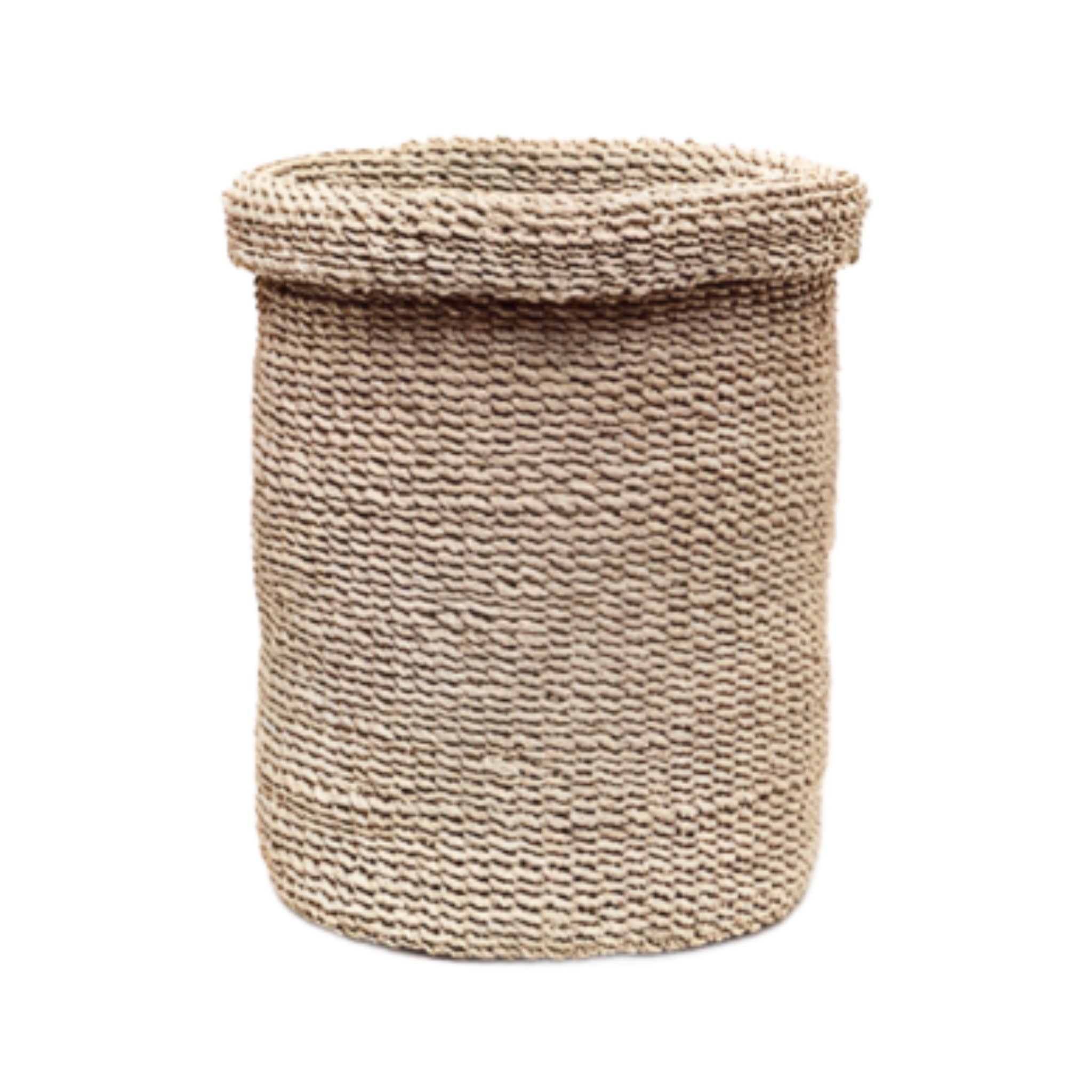 Chelston Woven Abaca Round Wastebasket - Natural Bleached Rattan Trash Can with Optional Tissue Box Holder | Eco-Friendly Bathroom & Bedroom Bin for Home Decor