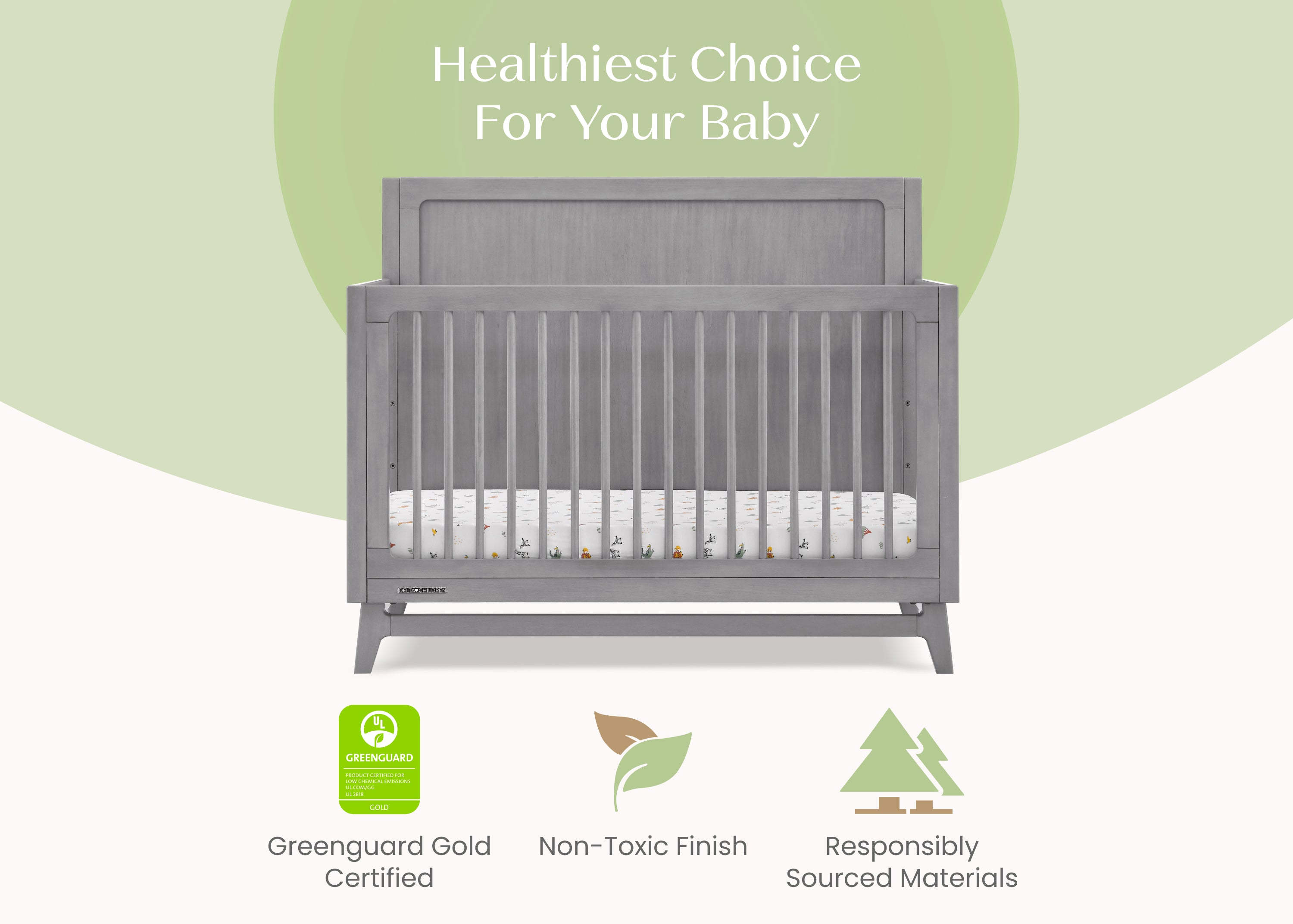 Convertible 6-in-1 Baby Crib by Spencer - Nursery Furniture That Grows with Your Child from Newborn to Toddler Bed