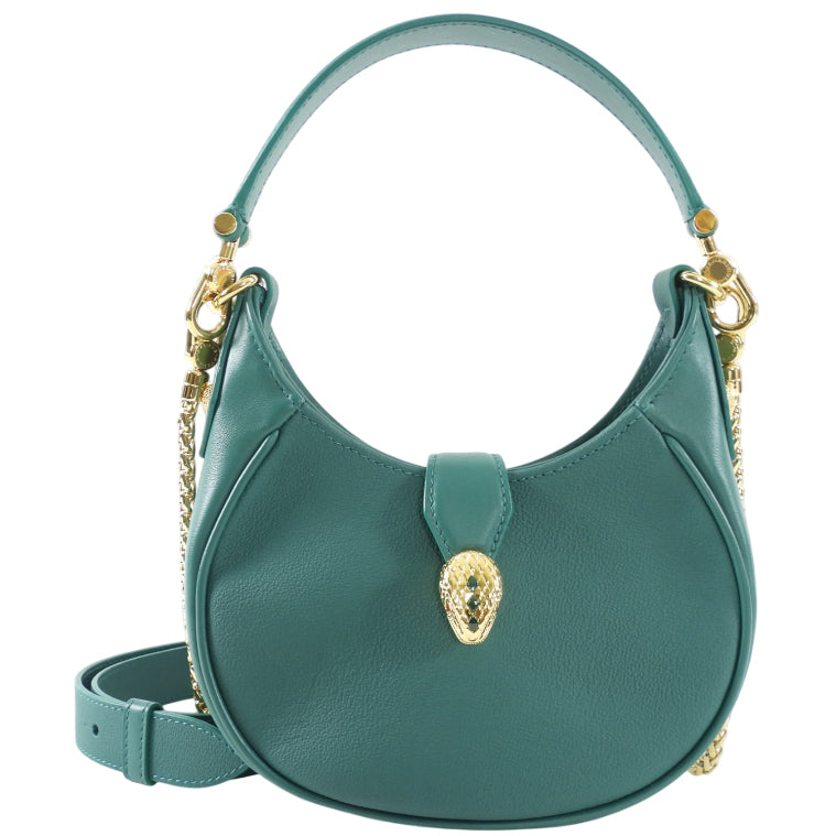 Bvlgari Serpenti Forever Emerald Green Ellipse Hobo Bag - Luxury Designer Handbag for Women | Perfect for Evening Parties, Weddings & Special Occasions