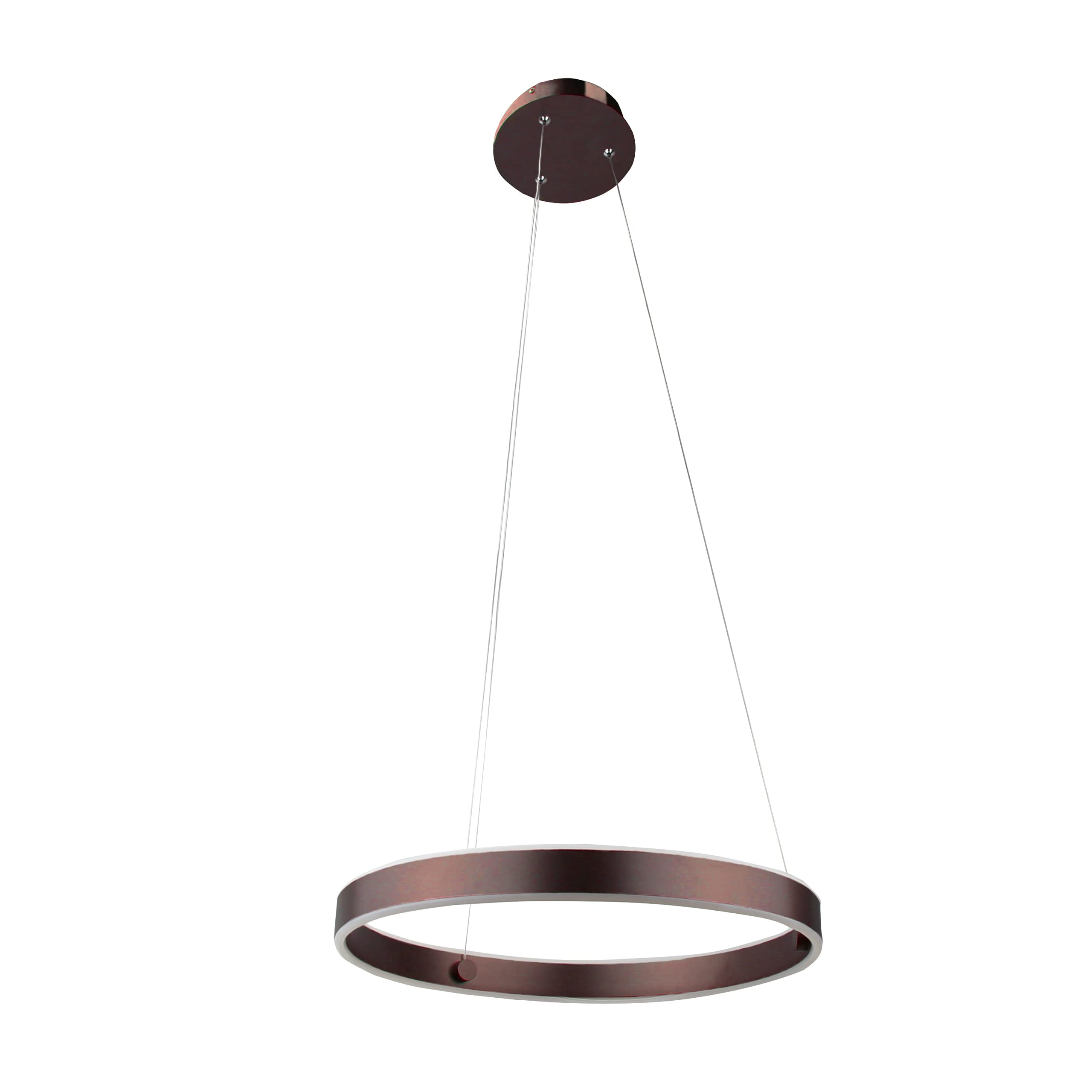 Modern Adjustable LED Pendant Light - 1 Ring Chandelier in Warm White (3000K) & Brown Finish for Dining Room, Living Room, Bedroom, Hallway - Perfect for Kitchen Islands, Breakfast Nooks & Entryway Lighting