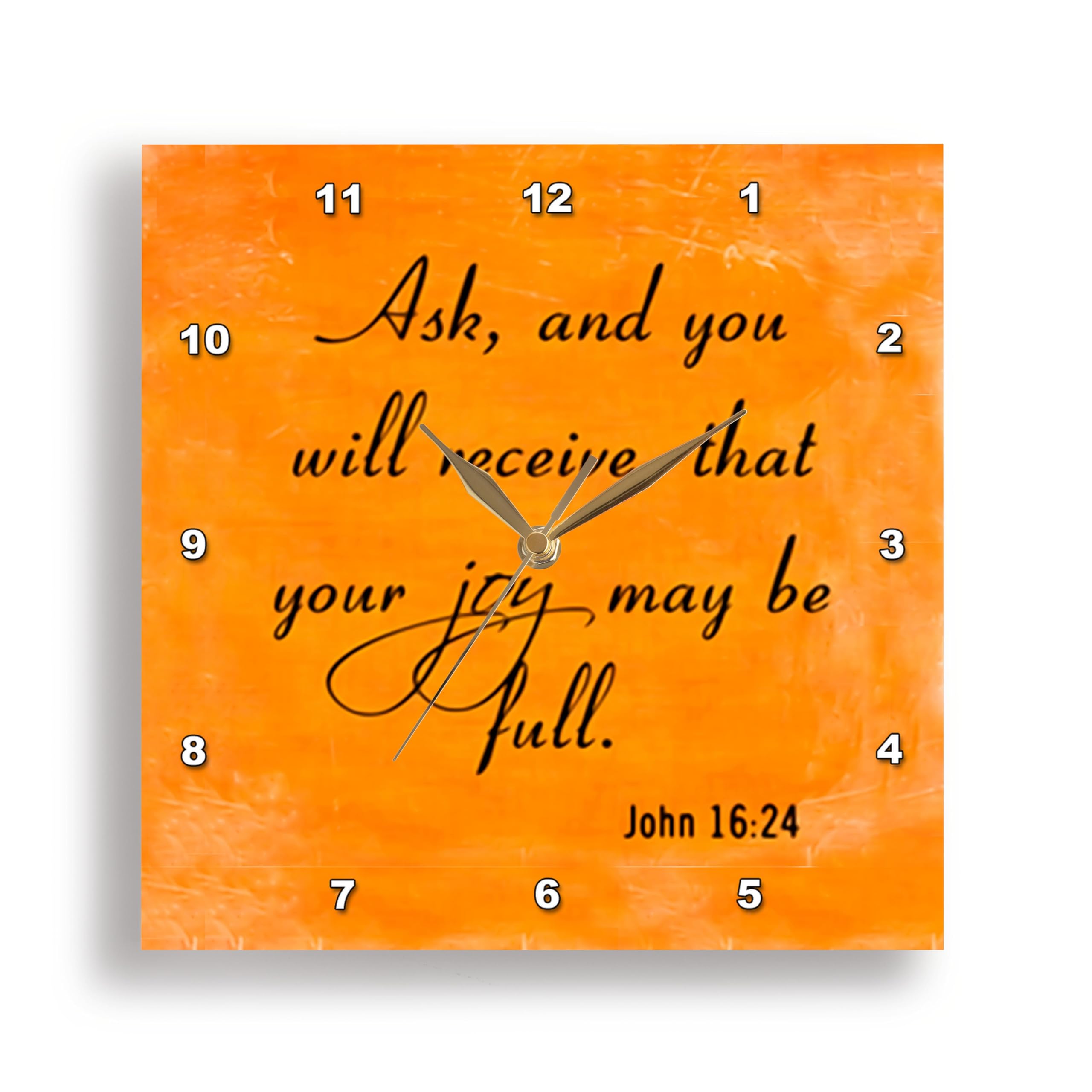 3D Rose John 16:24 Bible Verse Wall Clock - Christian Home Decor