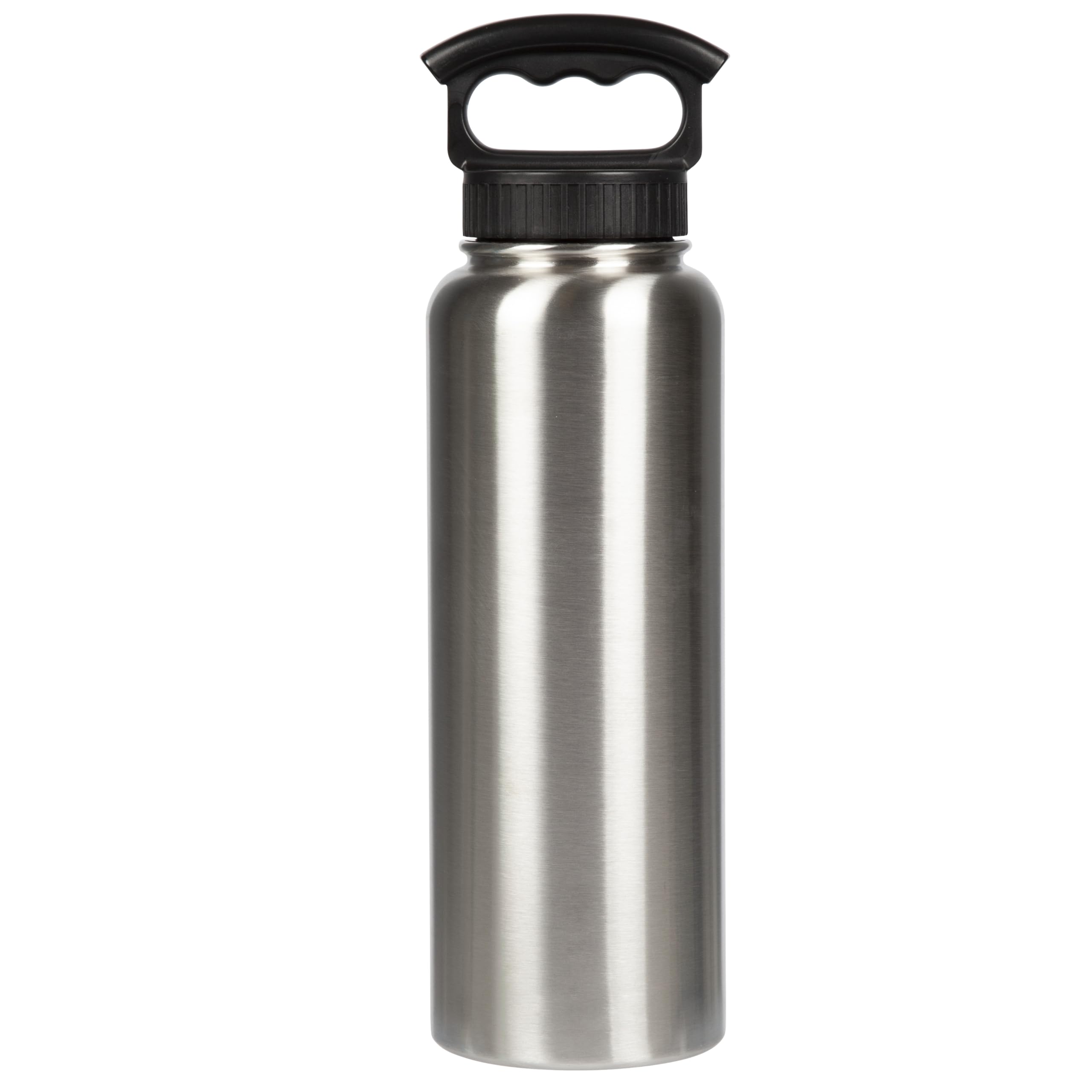 FIFTY/FIFTY 32oz Stainless Steel Vacuum Insulated Water Bottle - Double Wall Leakproof Wide Mouth with Easy Grip Three Finger Cap - Perfect for Gym, Hiking & Outdoor Activities