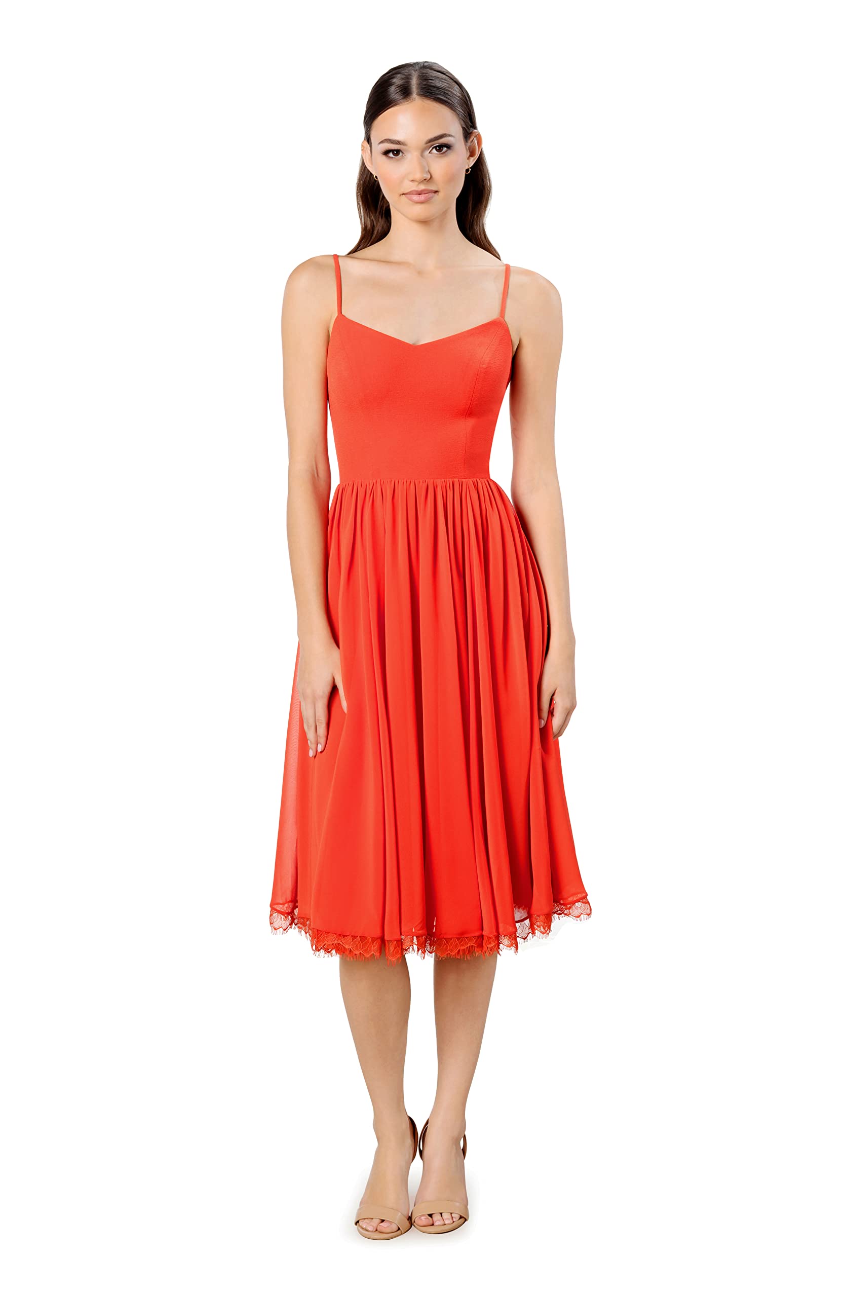 Dress the Population Women's Mercy Fit and Flare Midi Dress - Elegant Cocktail & Party Dress for Weddings, Date Nights & Special Occasions