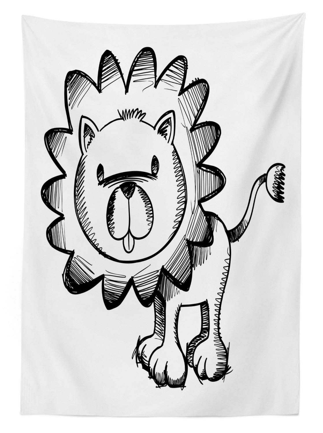 Ambesonne Cartoon Lion Tablecloth - 58