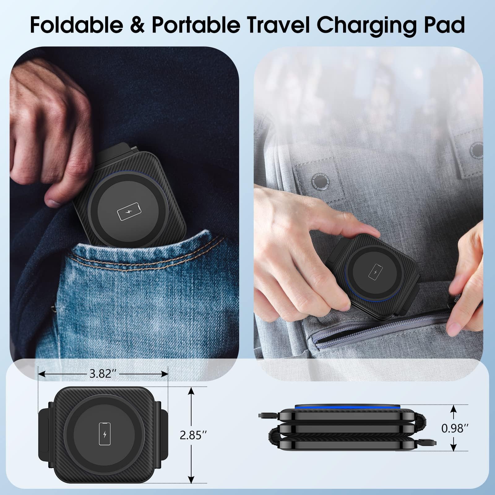 Foldable Wireless Charging Station for Samsung S25 Ultra/S24/Z Flip 6/5 - Portable Travel Charger with Watch & Buds Charging - Compatible with Samsung Watch 7/Buds Pro3/2 (Black) | Perfect for Home, Office & Travel Use