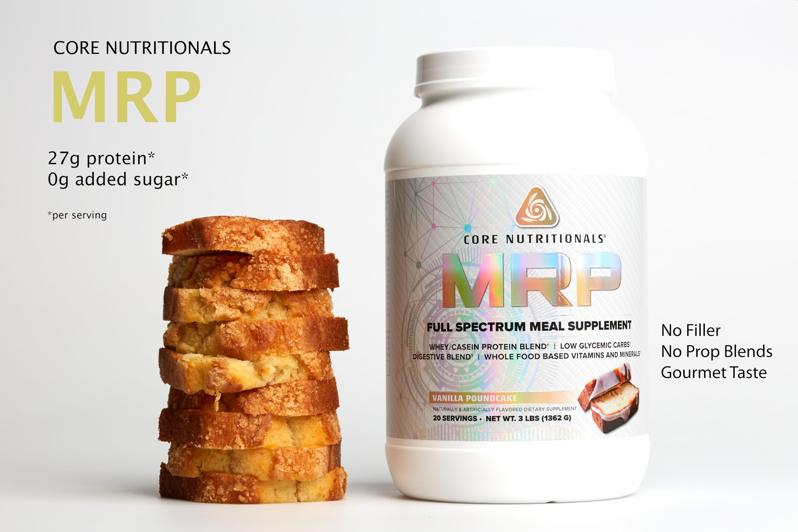 Core Nutritionals Platinum MRP Meal Replacement Powder - 27G Protein, 20 Servings (Vanilla Poundcake) | Full Spectrum Amino Acids for All-Day Energy & Muscle Support | Ideal for Post-Workout Recovery & Busy Lifestyles