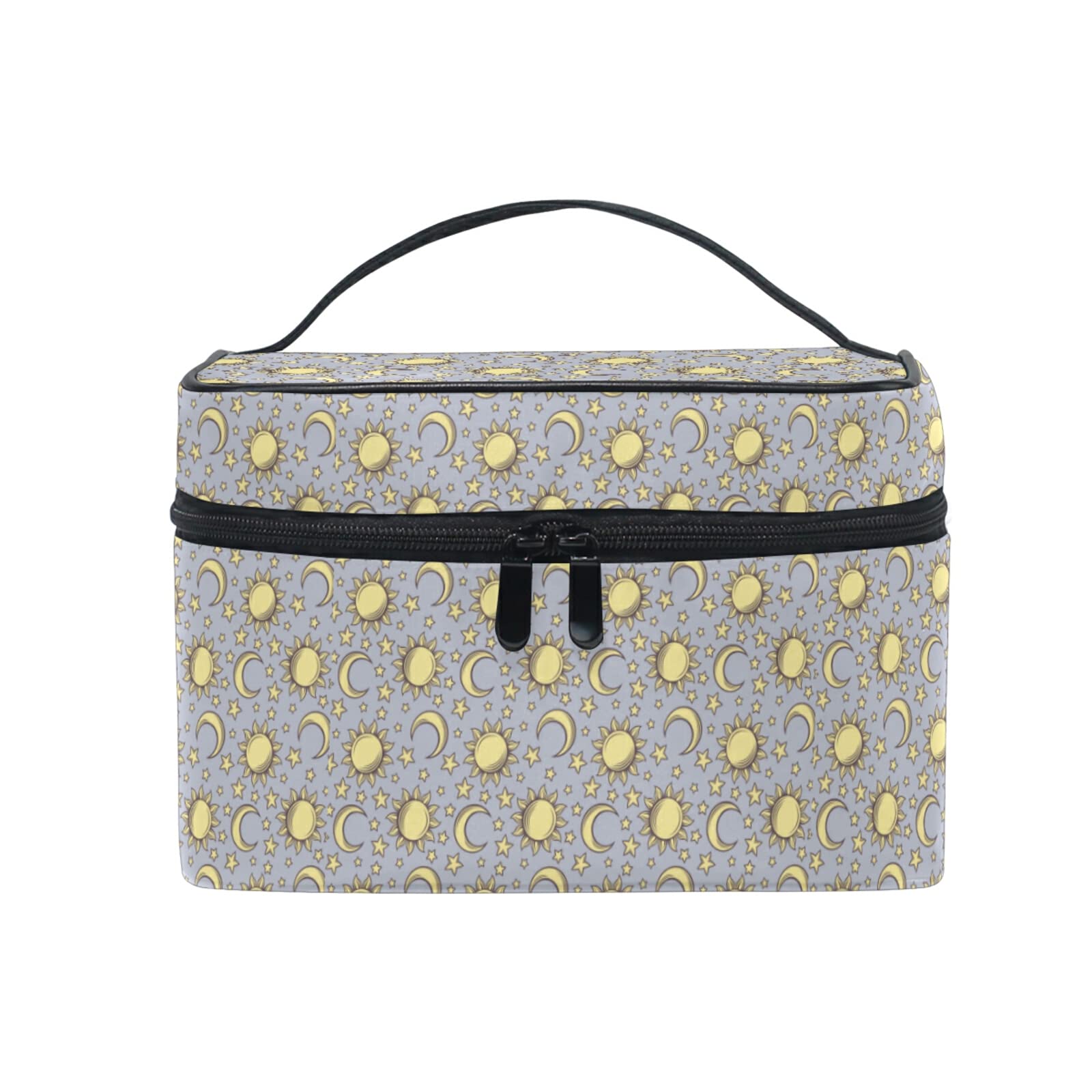 Vintage Moon & Sun Dot Cosmetic Bag for Women – Waterproof Makeup Pouch, Travel Toiletry Organizer, Train Case – Perfect for Travel, Gym, and Everyday Use