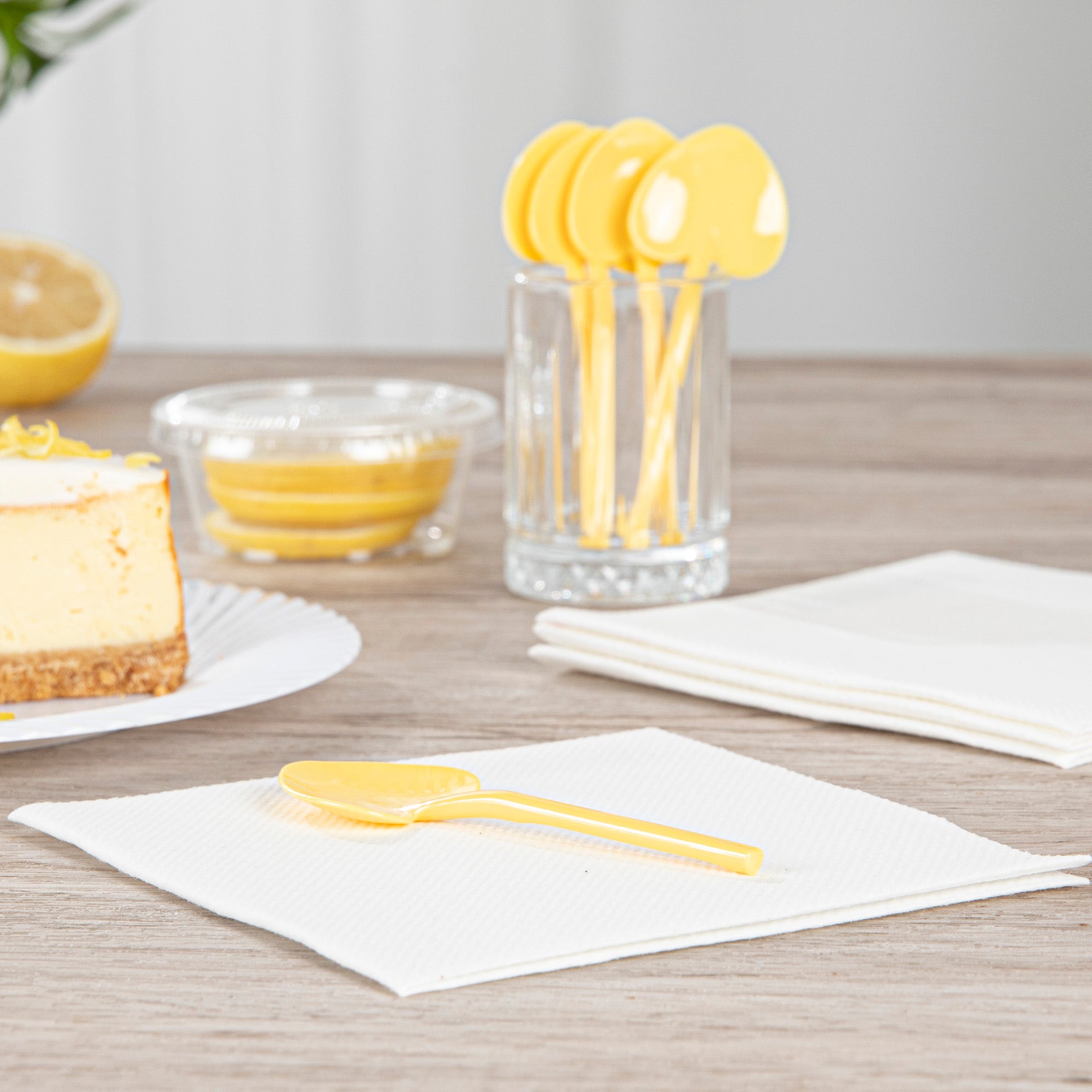 100-Pack Yellow Plastic Baby Love Shovel Spoons (3.5