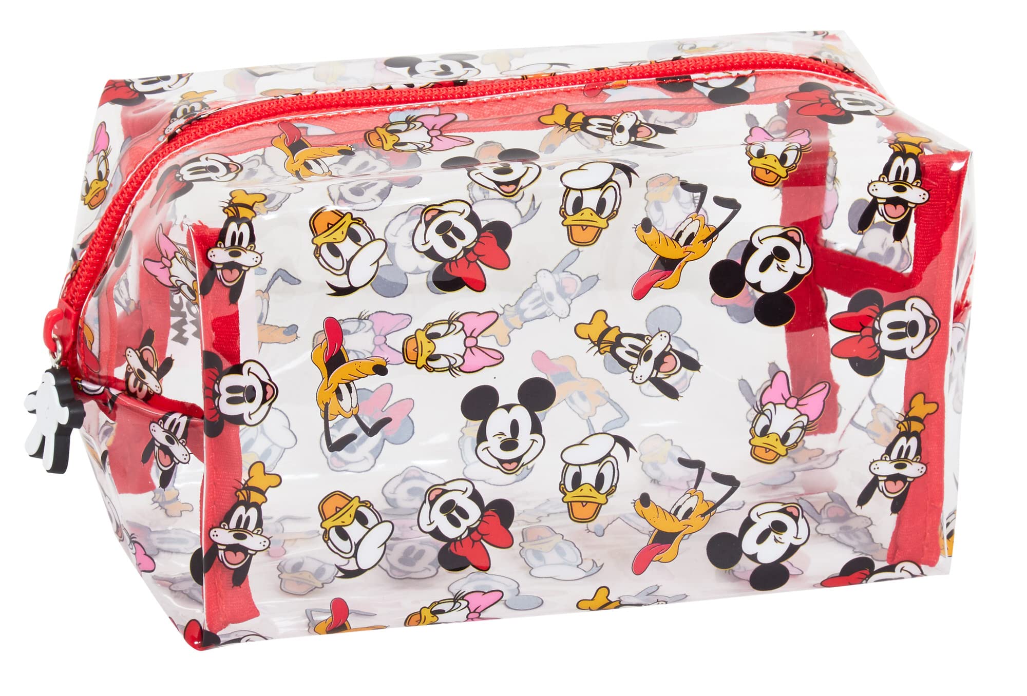 Disney Mickey Mouse & Minnie Mouse Transparent Makeup Bag - Cute Clear Cosmetic Pouch for Girls & Women - Perfect for School, Travel, and Organizing Pencils & Beauty Essentials