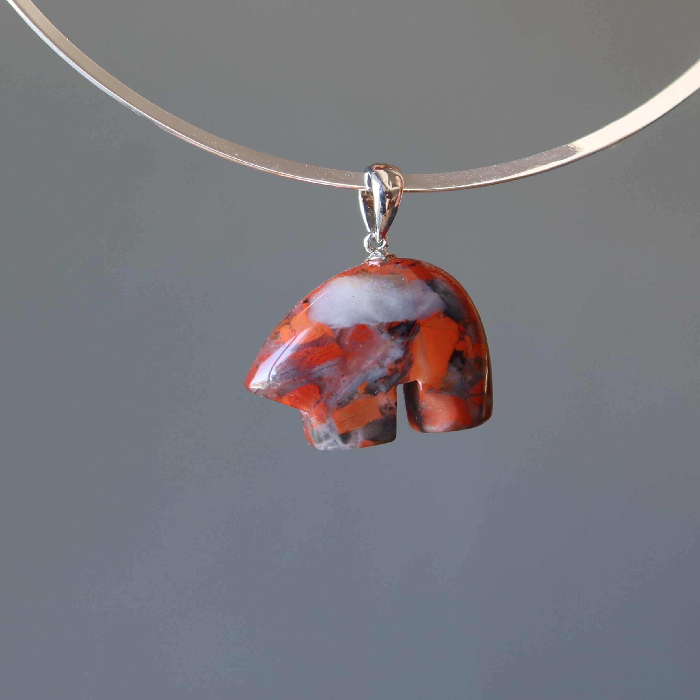 Red Jasper Necklace with Guardian Bear Charm - Sterling Silver Choker for Women, Spiritual Protection Jewelry - Perfect for Meditation, Healing & Everyday Wear